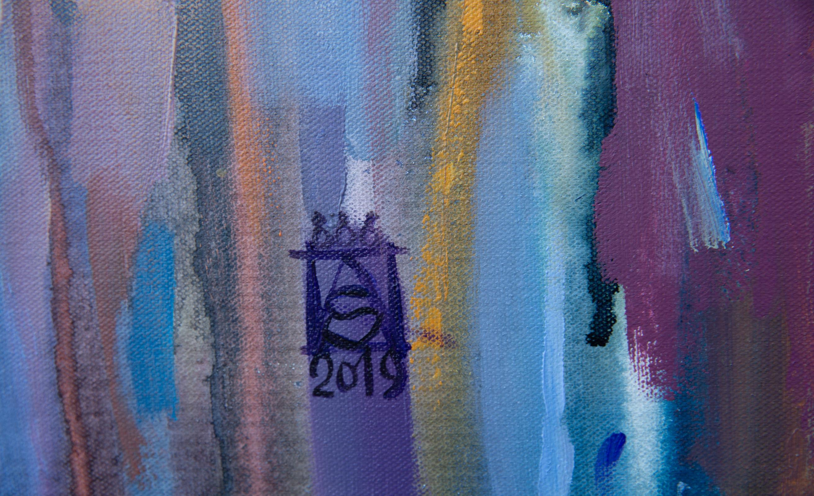 Blaue Stimmung. Horizontal, Expressionismus, Impressionismus, Blumen, Interieur im Angebot 1