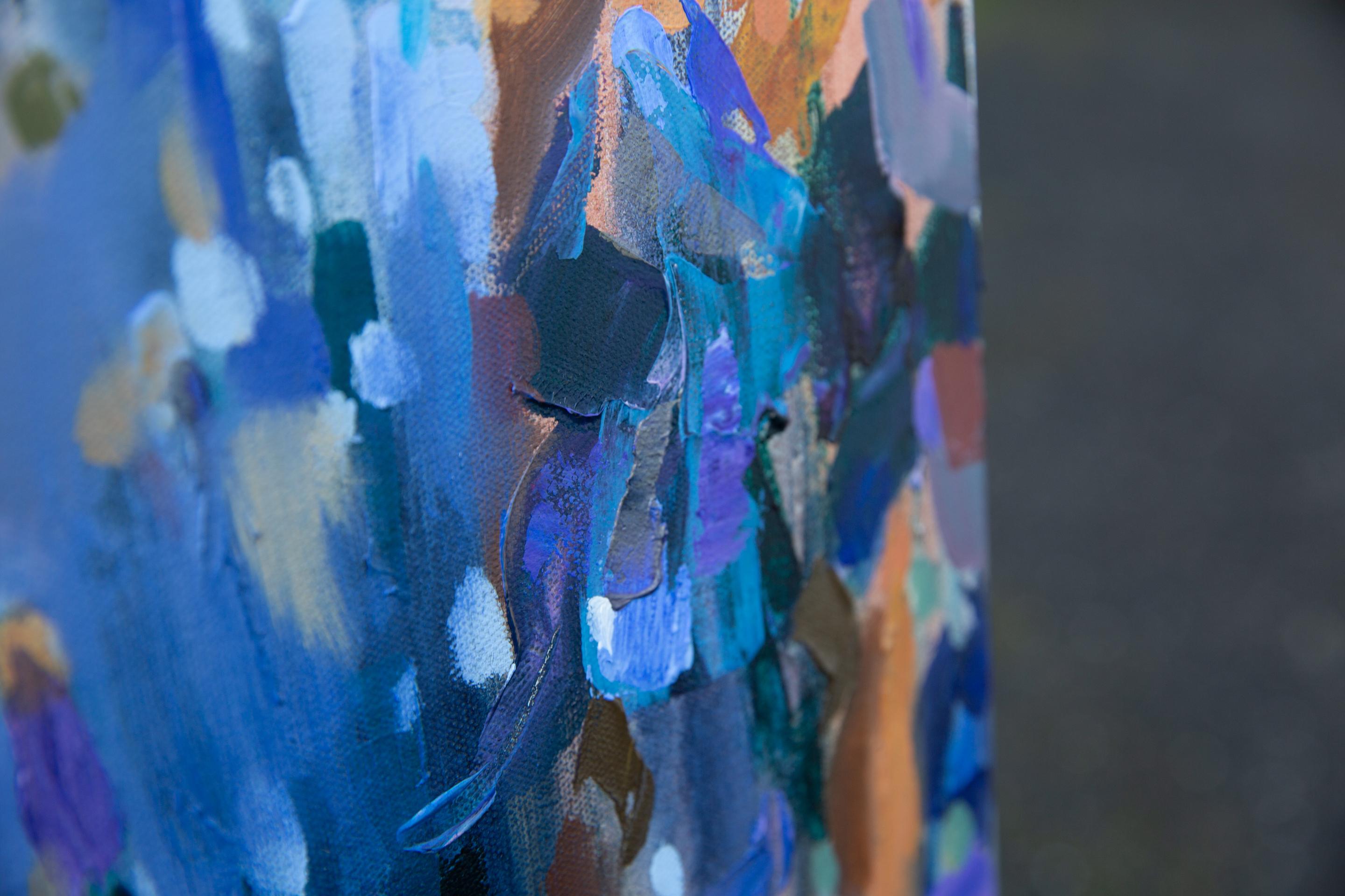 Blaue Stimmung. Horizontal, Expressionismus, Impressionismus, Blumen, Interieur im Angebot 2