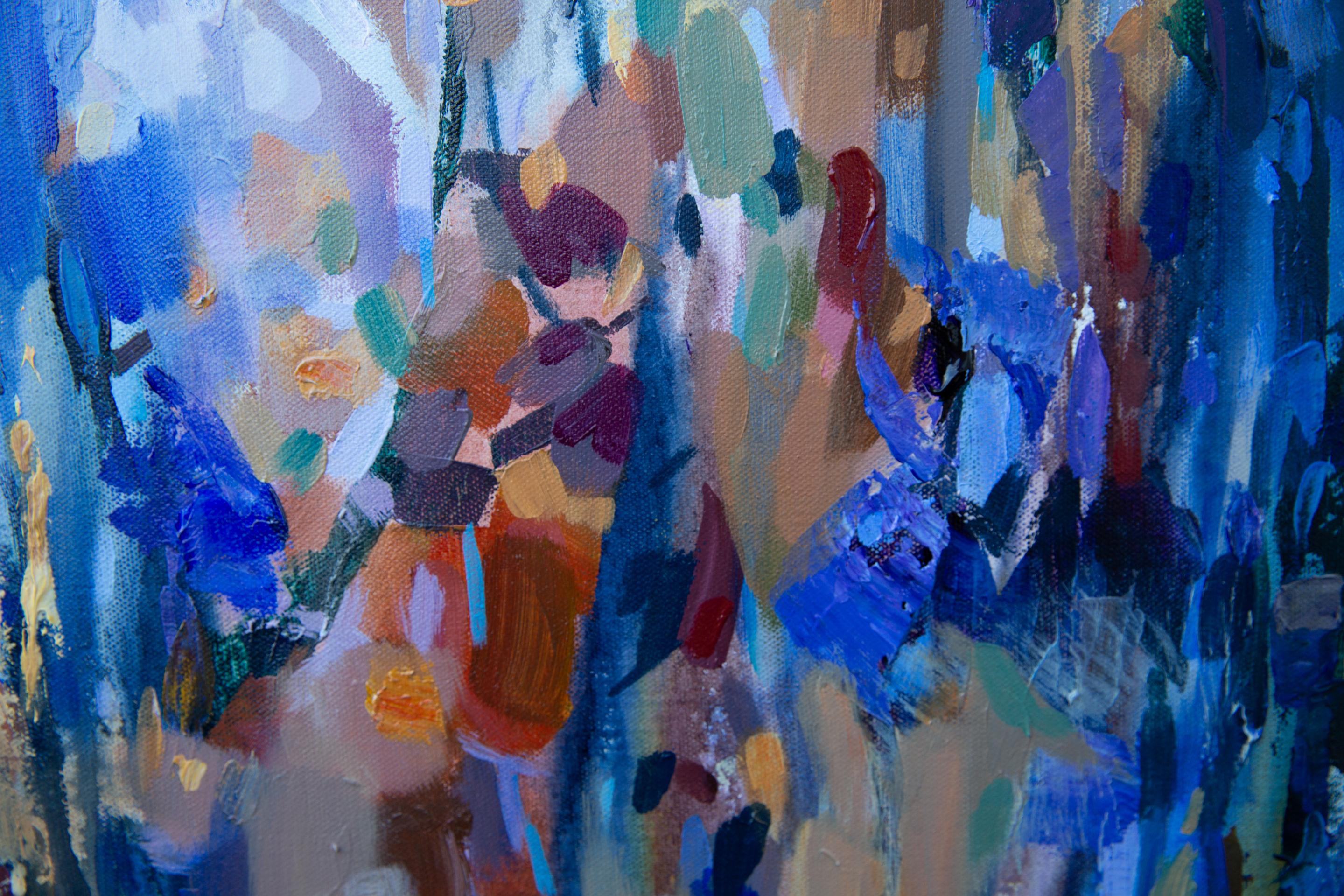 Blaue Stimmung. Horizontal, Expressionismus, Impressionismus, Blumen, Interieur im Angebot 3