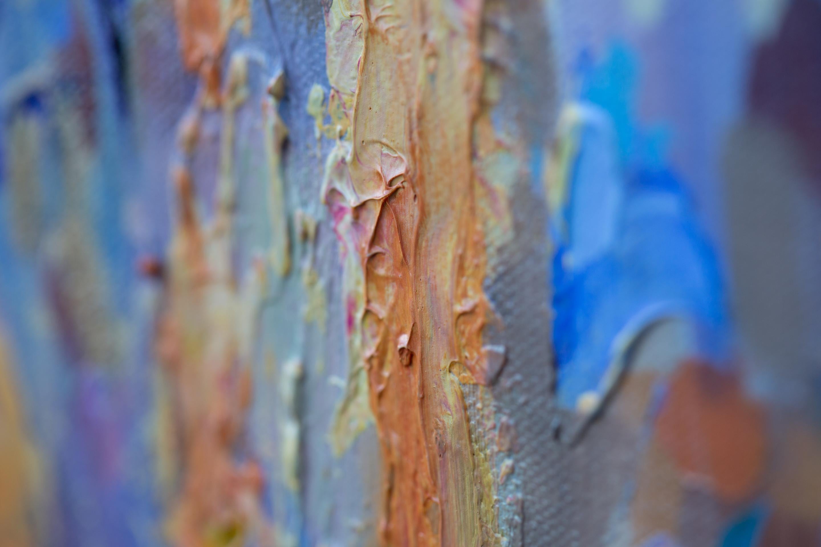 Blue Mood. Horizontal, expressionism, impressionism, flowers, interior For Sale 4