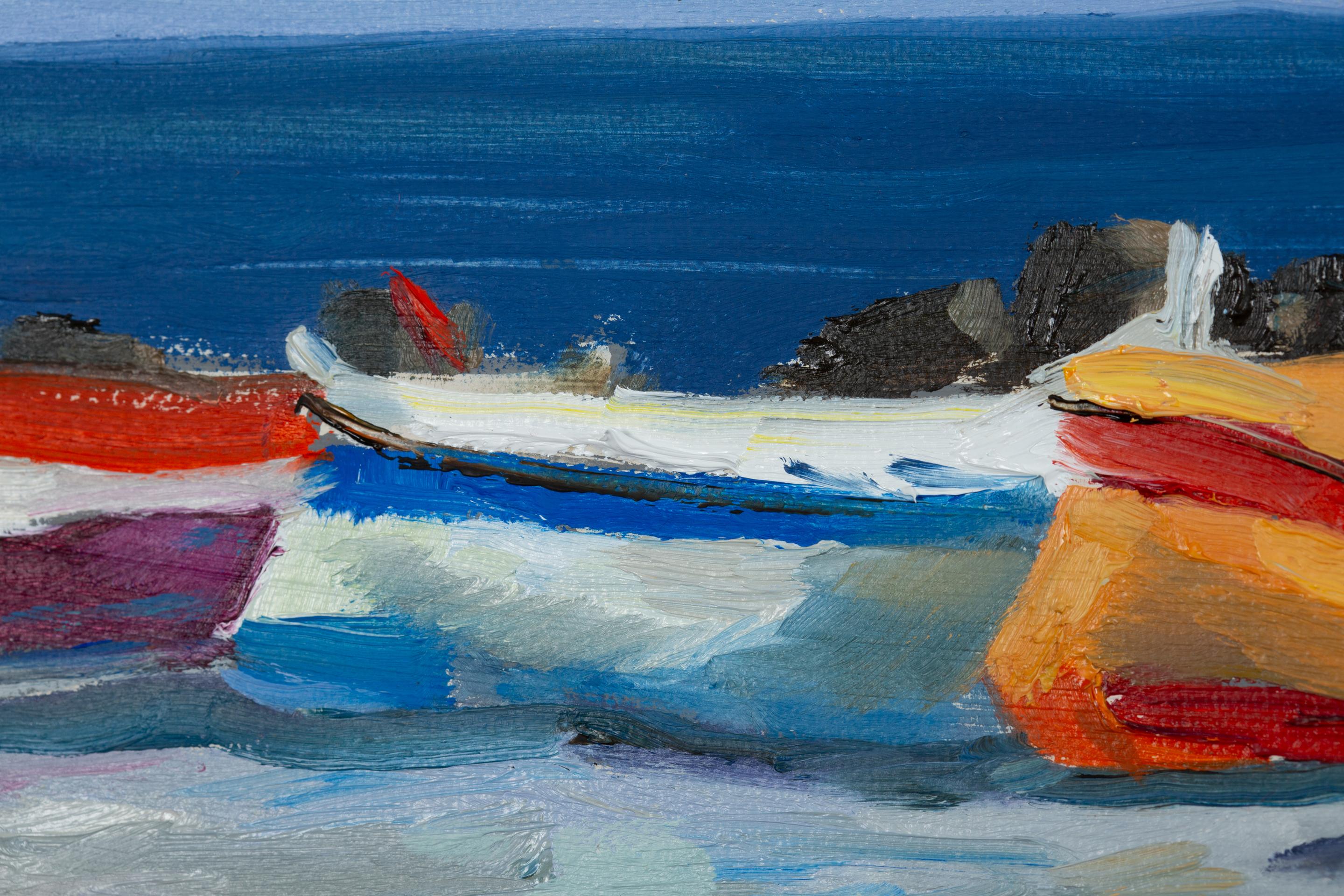 Boote am Strand von Ventimiglia. Meer, Boote, Sommer, Italien, Kleinformat im Angebot 7