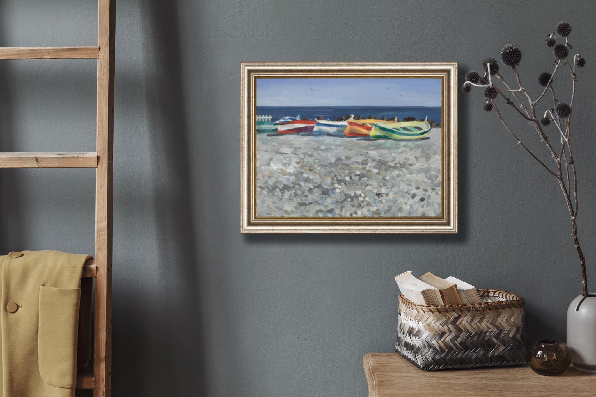 Boote am Strand von Ventimiglia. Meer, Boote, Sommer, Italien, Kleinformat im Angebot 10