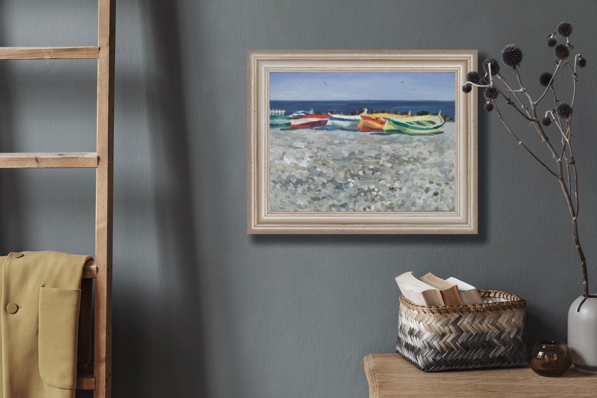 Boote am Strand von Ventimiglia. Meer, Boote, Sommer, Italien, Kleinformat im Angebot 12