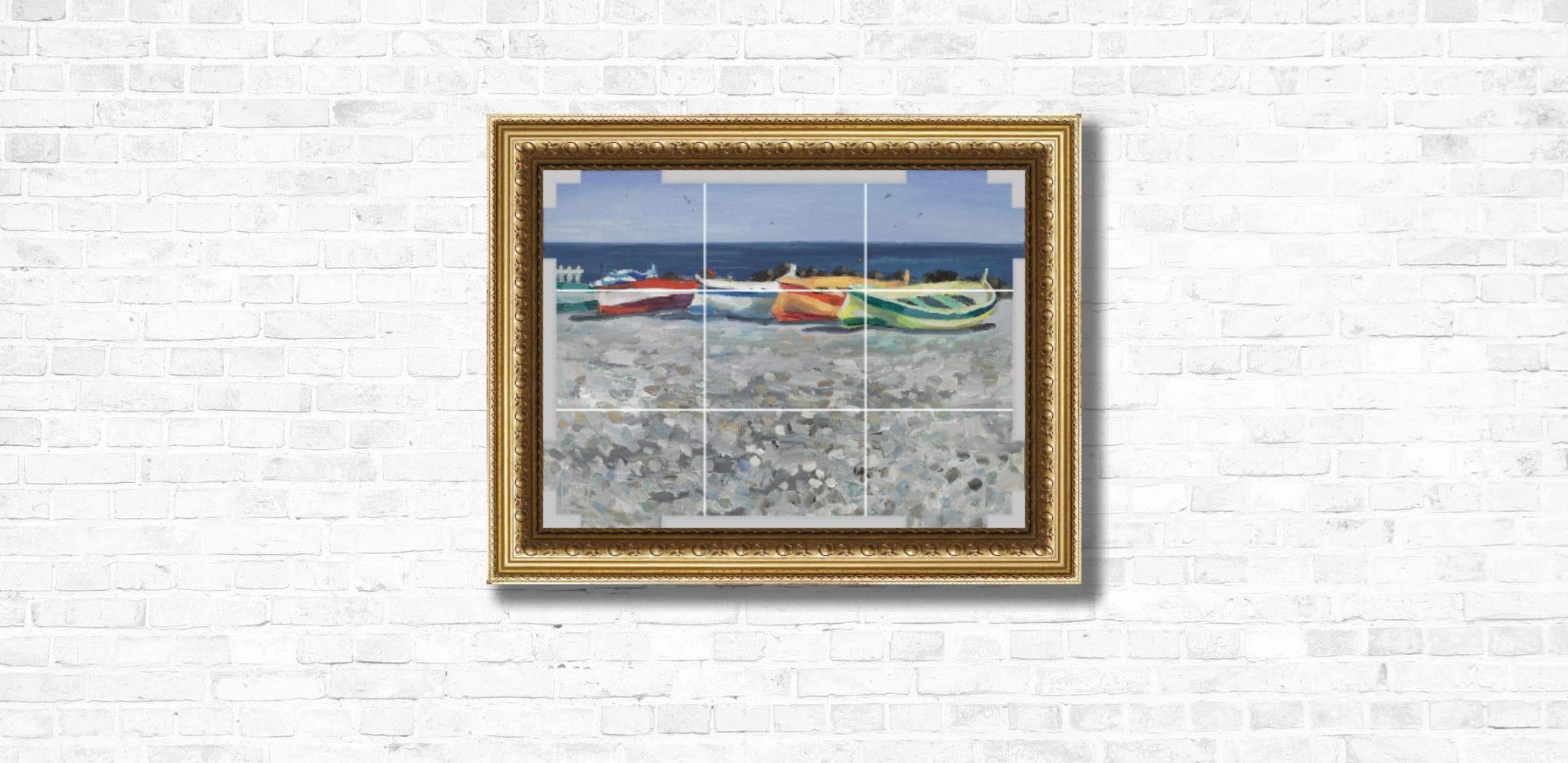 Boote am Strand von Ventimiglia. Meer, Boote, Sommer, Italien, Kleinformat im Angebot 15