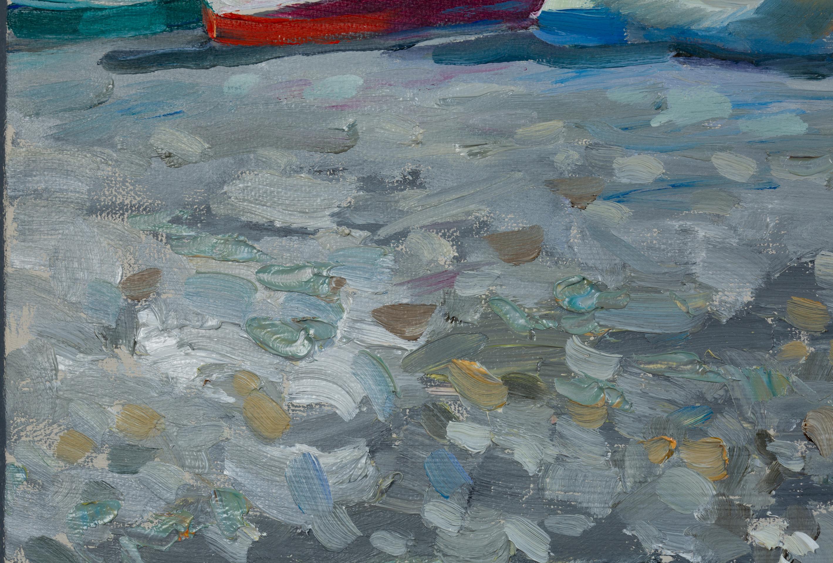 Boote am Strand von Ventimiglia. Meer, Boote, Sommer, Italien, Kleinformat im Angebot 2