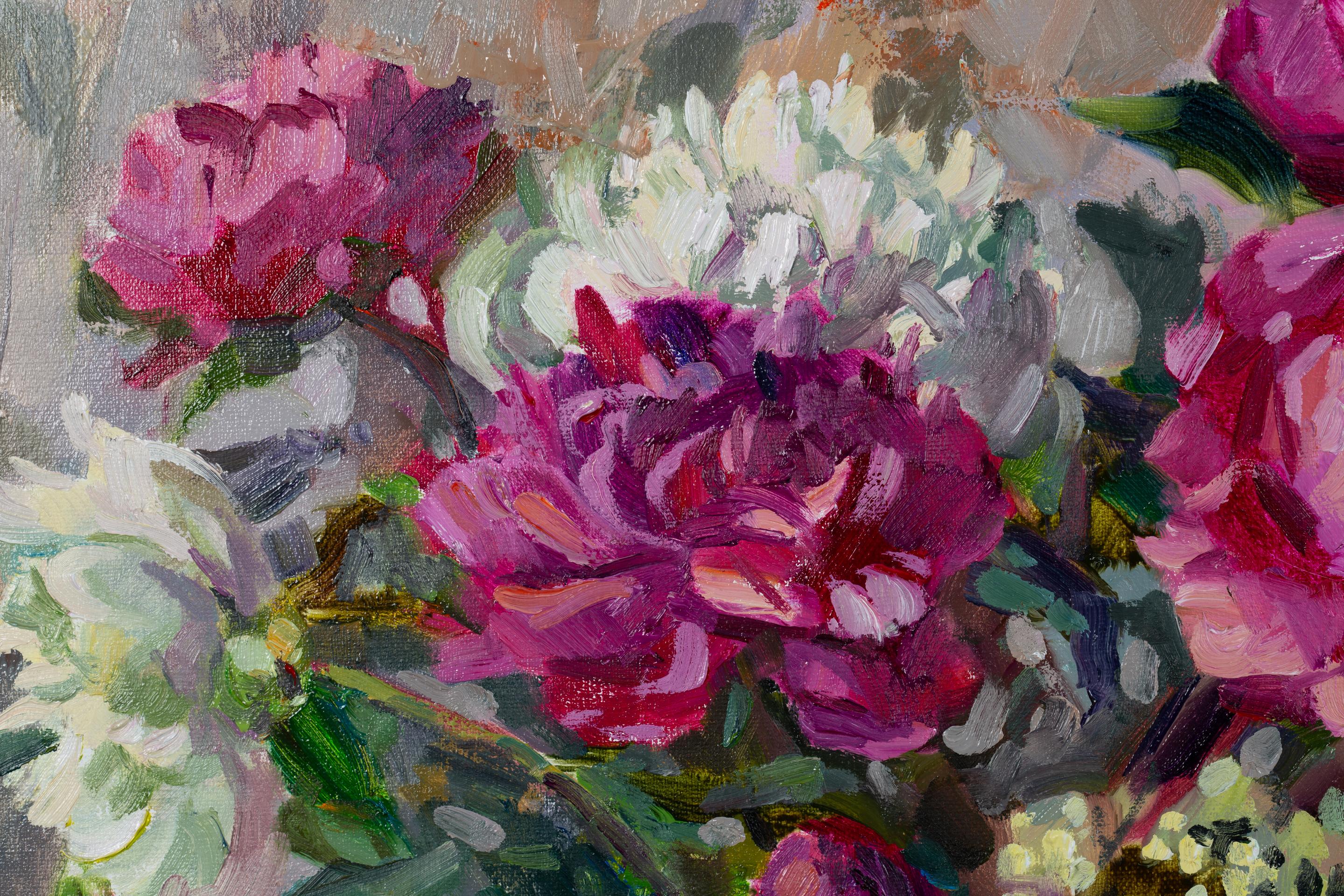 Blumenstrauß aus Pfingstrosen und Holunderbeeren im Angebot 9