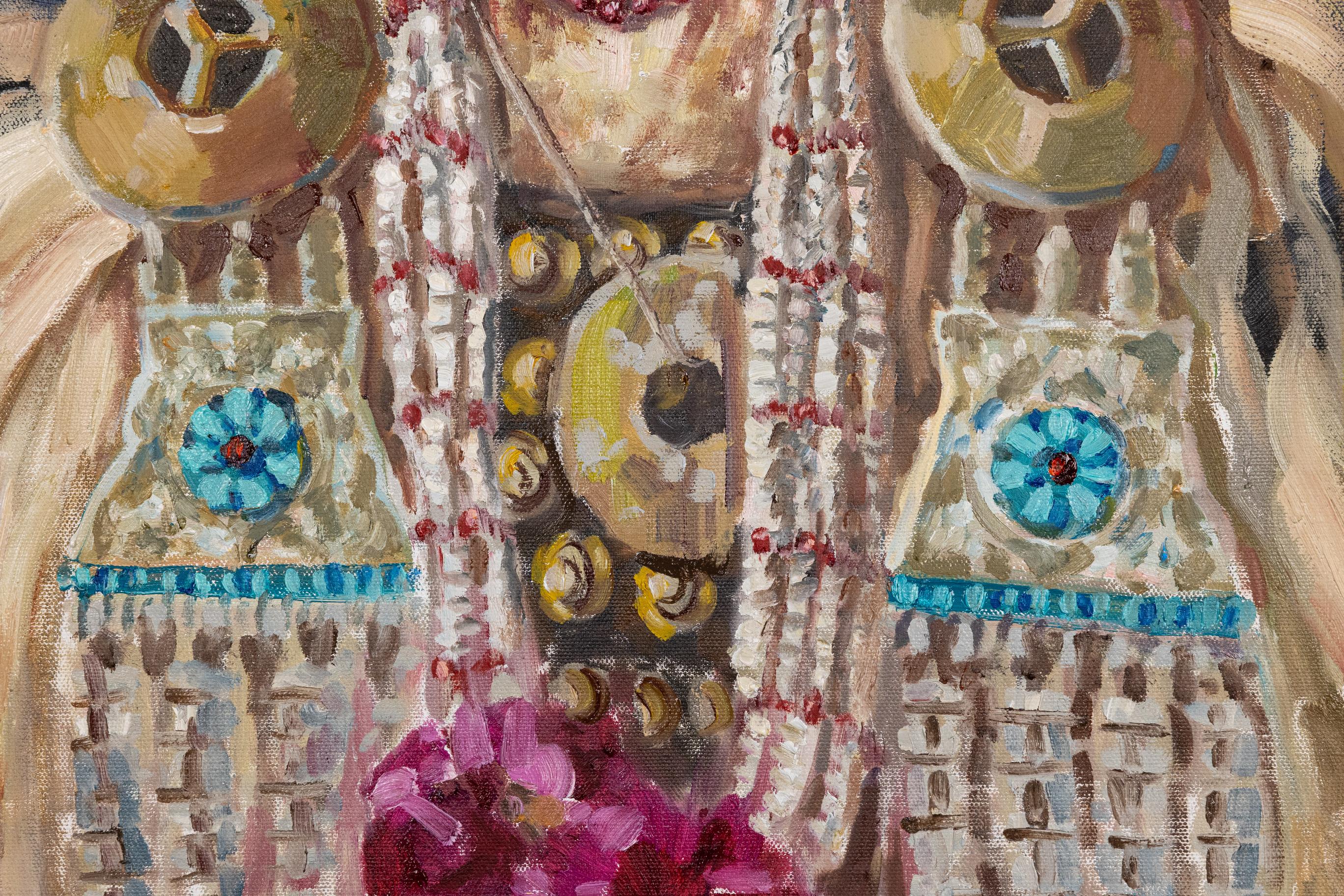 Brokpa. Portrait of a girl in national dress, vertical, India. For Sale 11