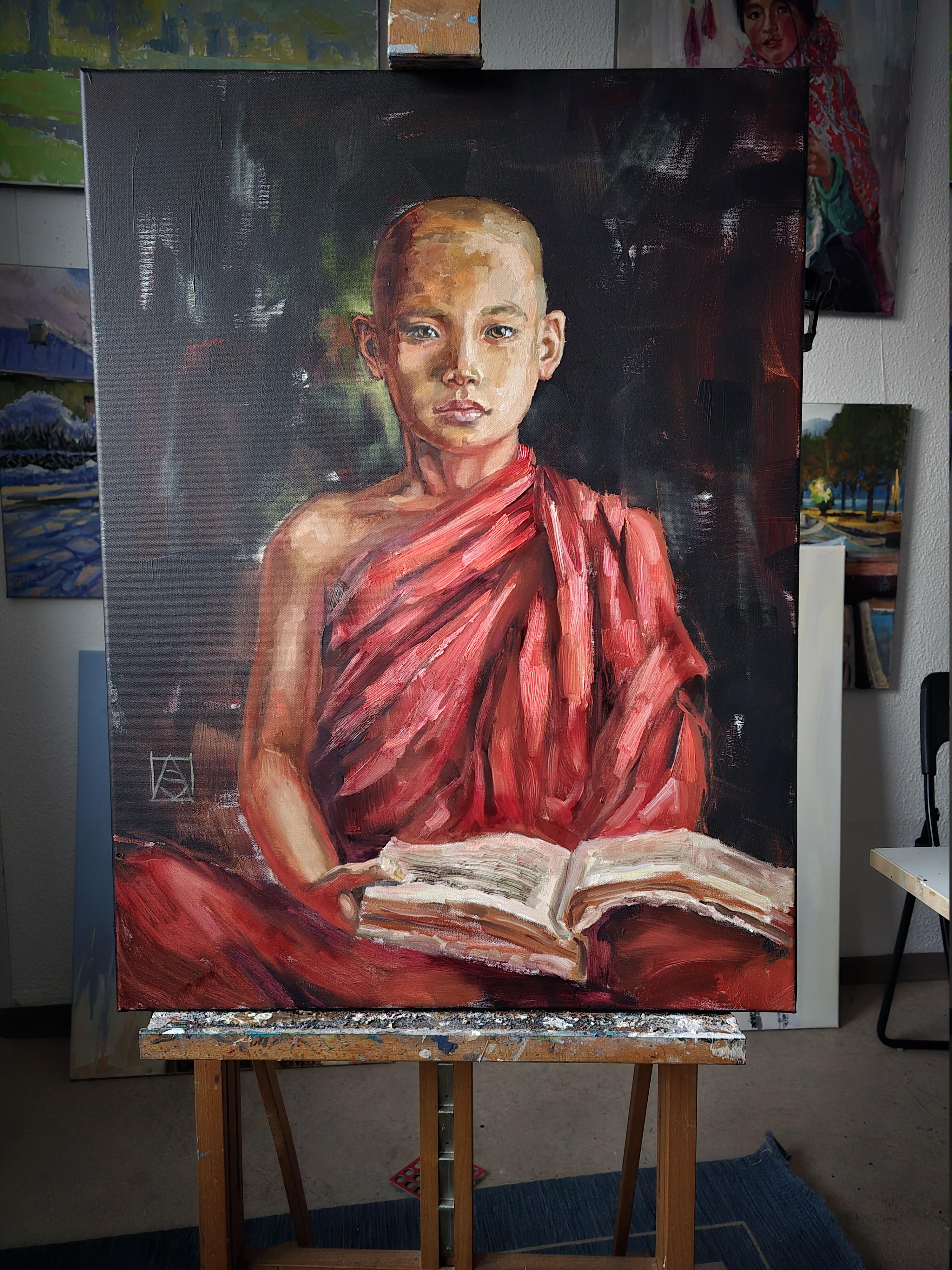 Novice bouddhiste d'une monastère tibétaine. Children, portrait, enfant, vertical en vente 14