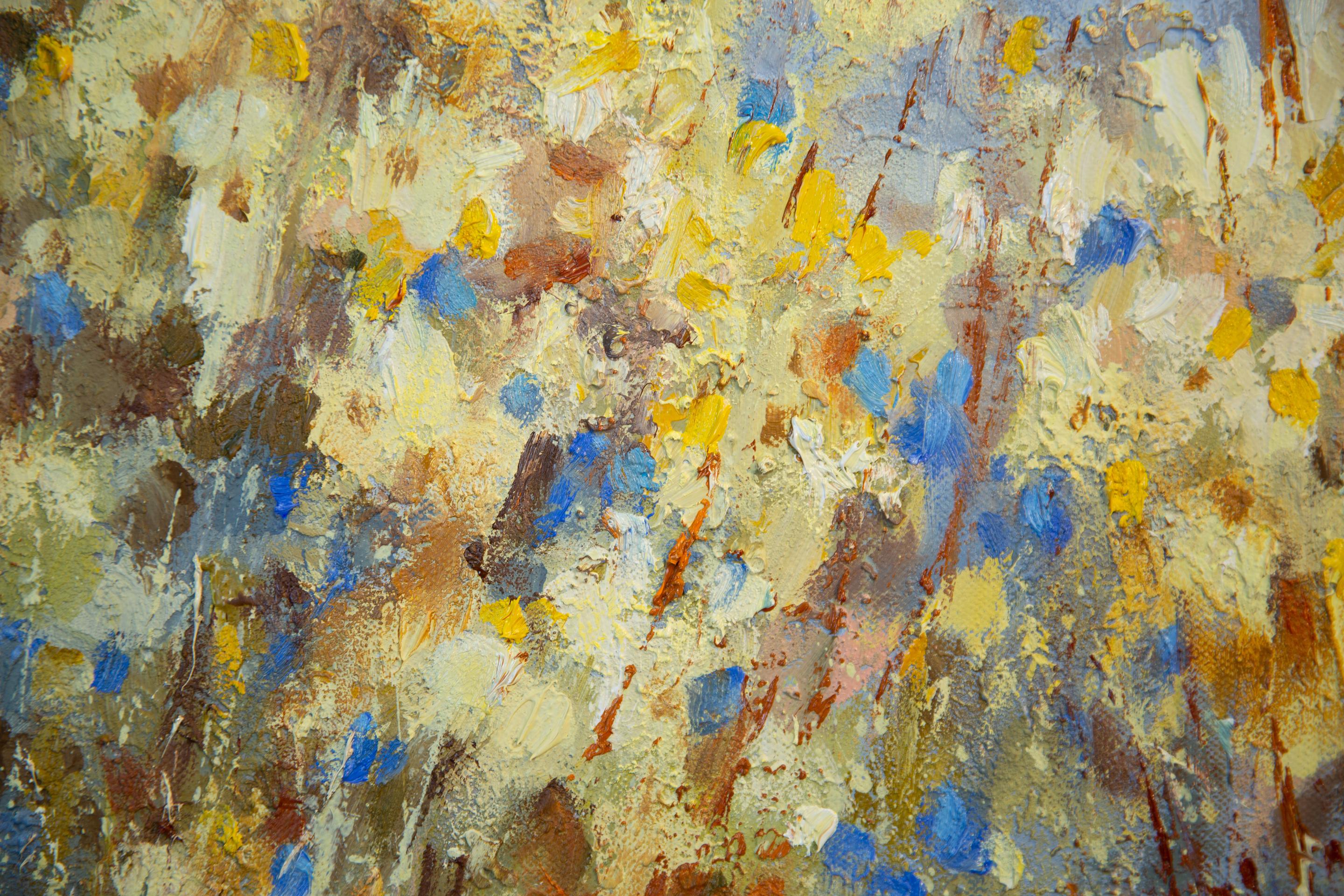Kamille. Horizontal, Expressionismus, Blumen, horizontal, blau, innen im Angebot 1