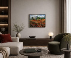 Carpet of Poppies. Poppies, floral, Switzerland, landscape oil painting