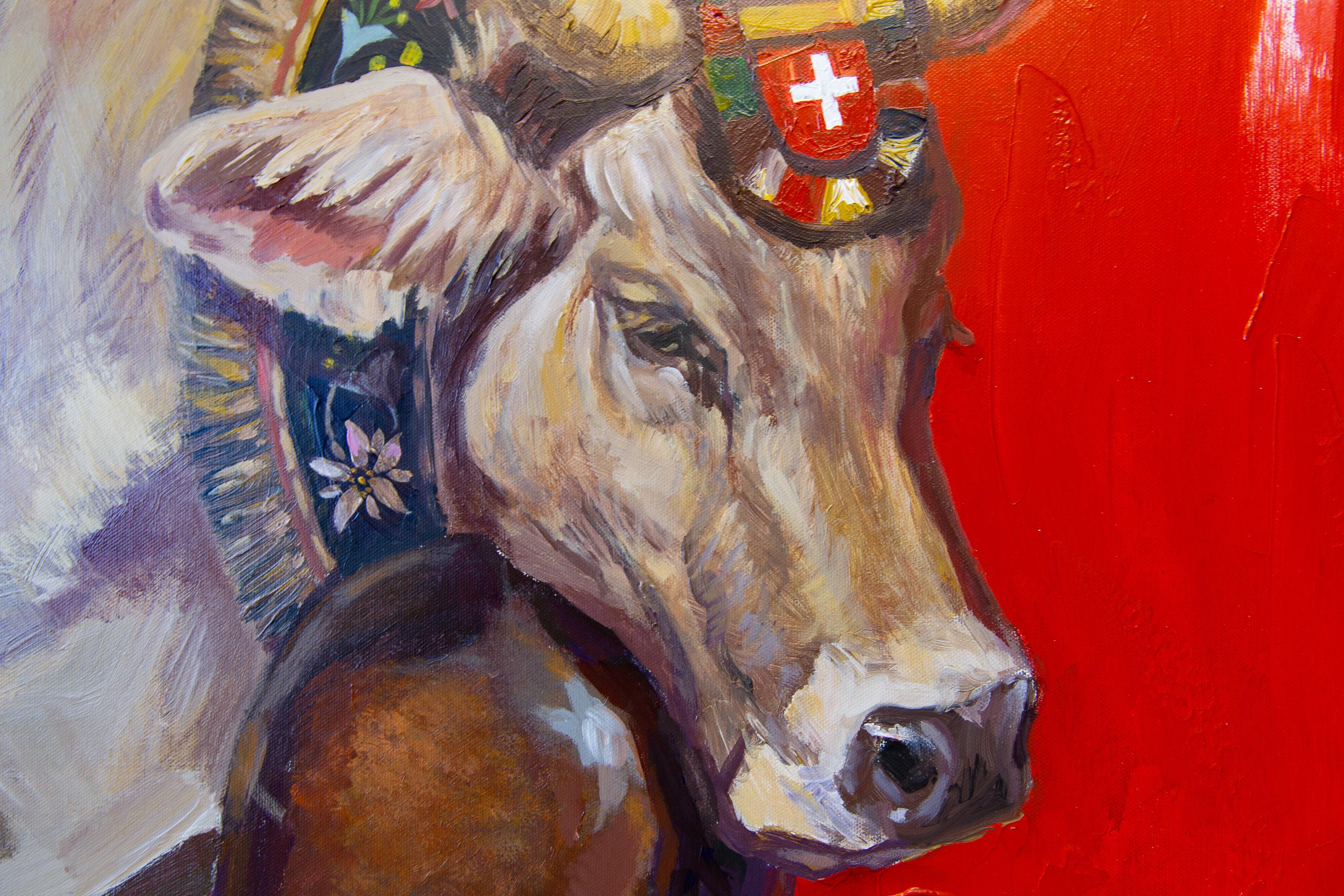 In autumn, Swiss cows return from the mountain meadows to the valleys. They carry upside-down milking stools decorated with flowers. The cows walk in friendly rows and ring their bells. This is an indescribable spectacle that attracts spectators