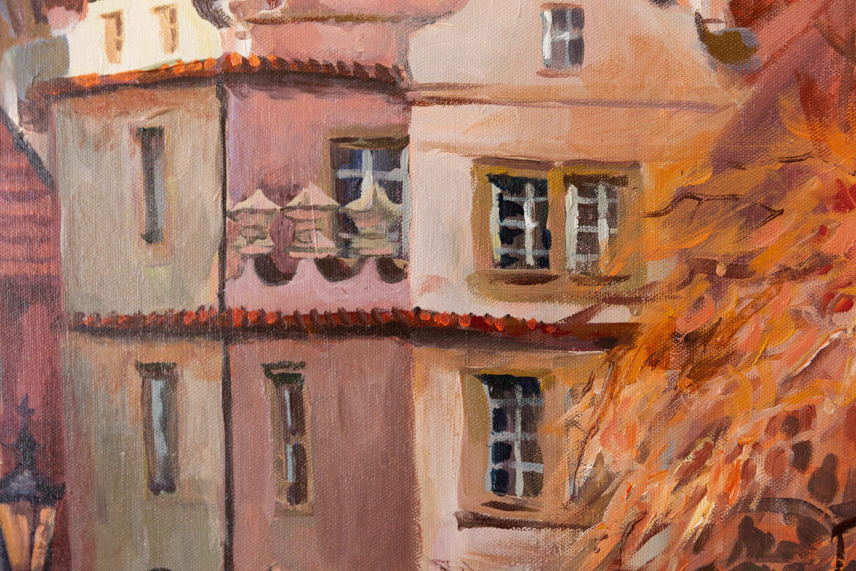 Una città incantevole in primavera. Verticale, impressionismo, paesaggio, Praga in vendita 6