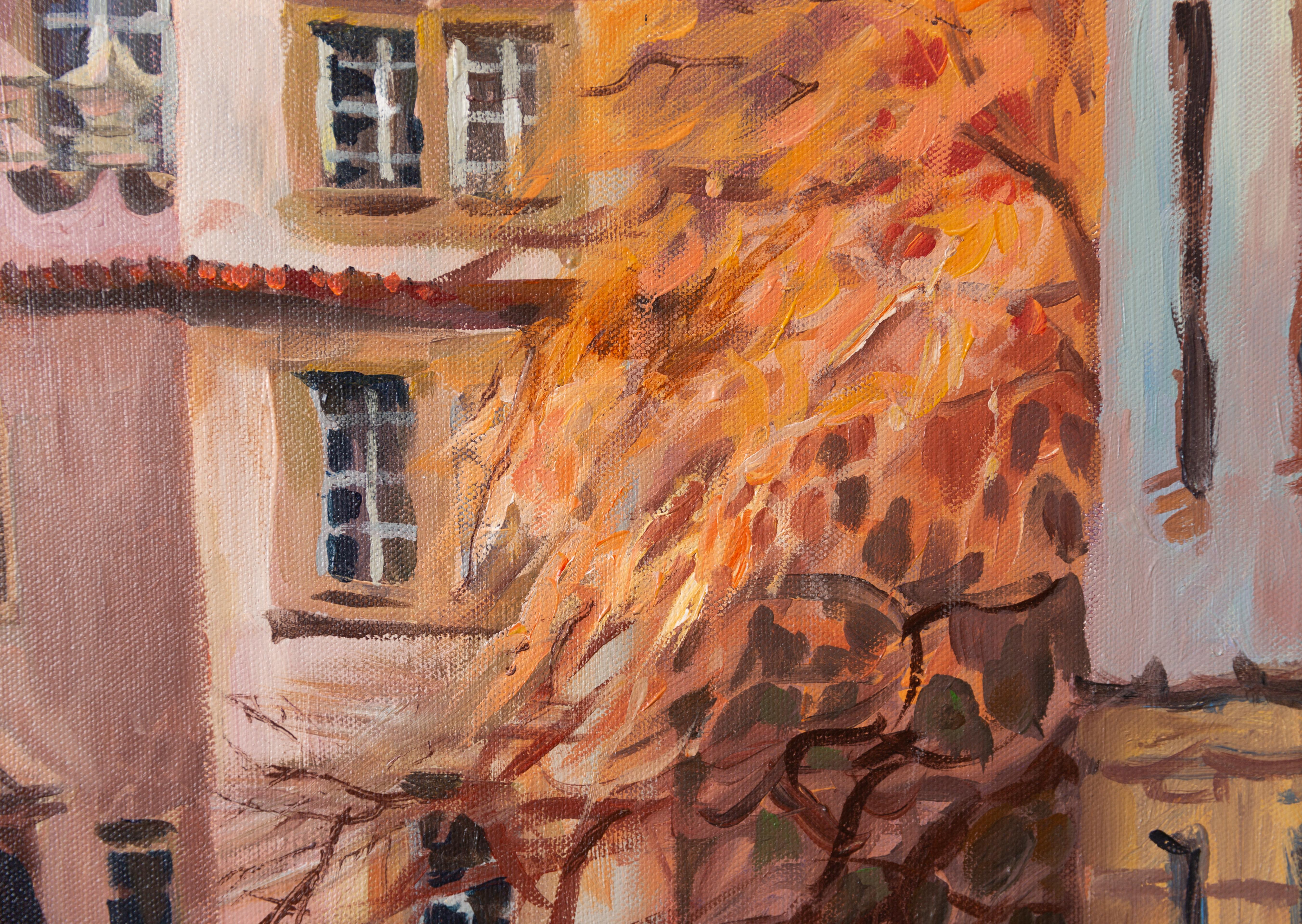 Il dipinto è stato realizzato in acrilico su tela nel 2009, quando l'artista Anna Shesterikova si recò nella splendida Praga. Le strade primaverili della Città Vecchia l'hanno ispirata a creare un'intera serie di dipinti su Praga. Il contrasto tra