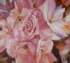 Cherry Blossom. Acrylic Painting, impressionism, floral, large, horizontally