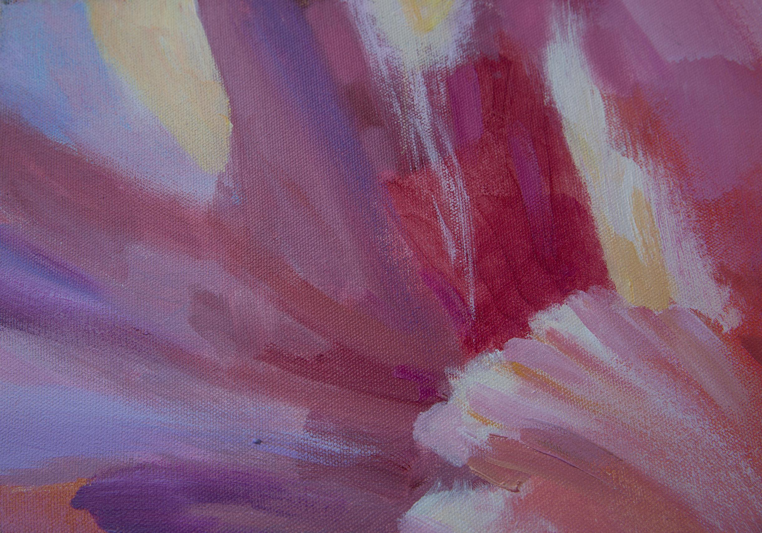 Fiori di ciliegio. Orizzontale, iperrealismo di grandi dimensioni, ciliegio, fiori, interno - Interior Painting Grigio di Anna Shesterikova