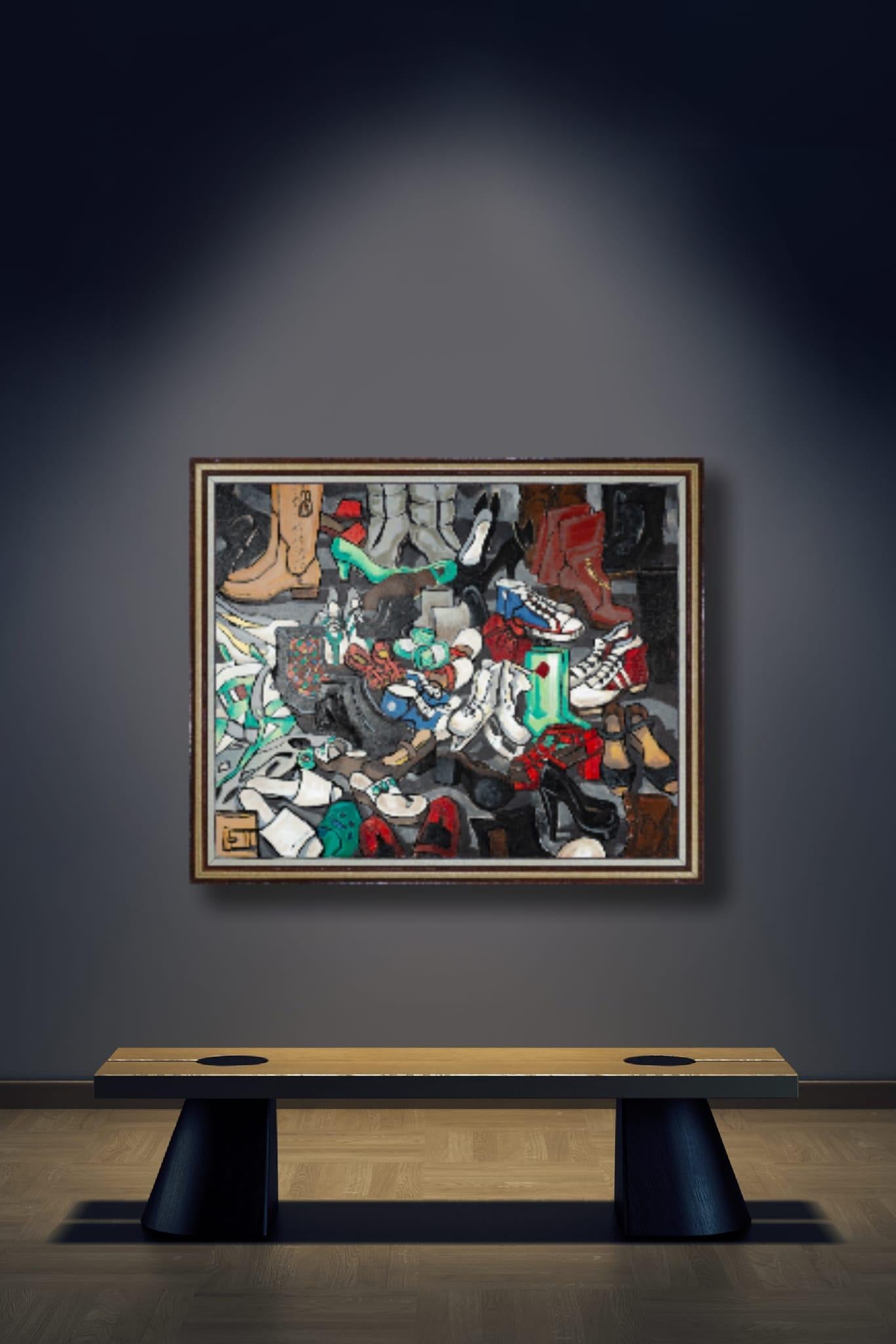 Course of Life. Acrylic painting, large format, horizontal, shoes. For Sale 11