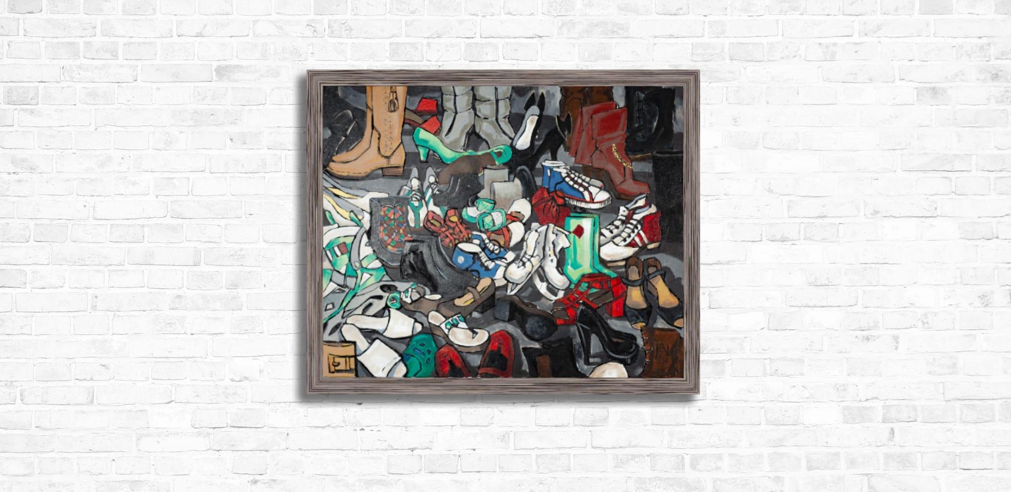 Course of Life. Acrylic painting, large format, horizontal, shoes. For Sale 12