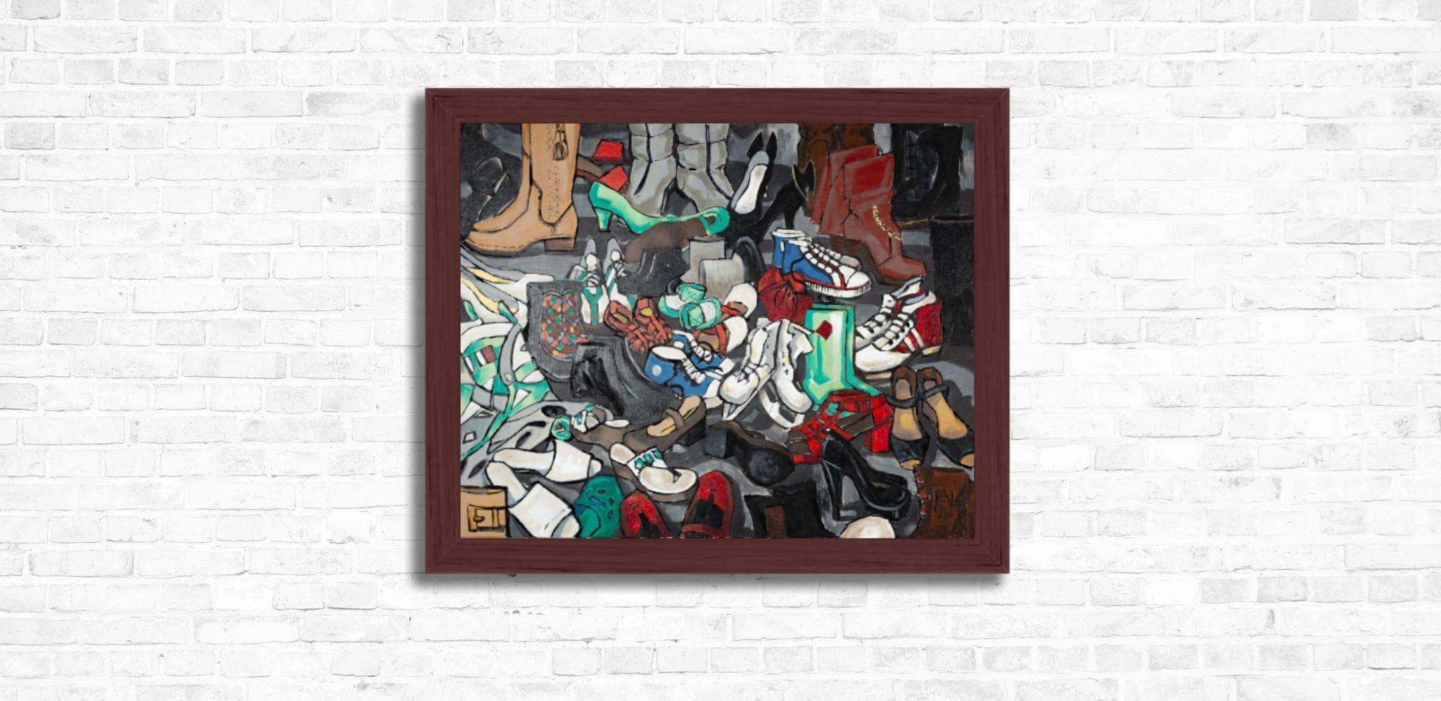 Course of Life. Acrylic painting, large format, horizontal, shoes. For Sale 13