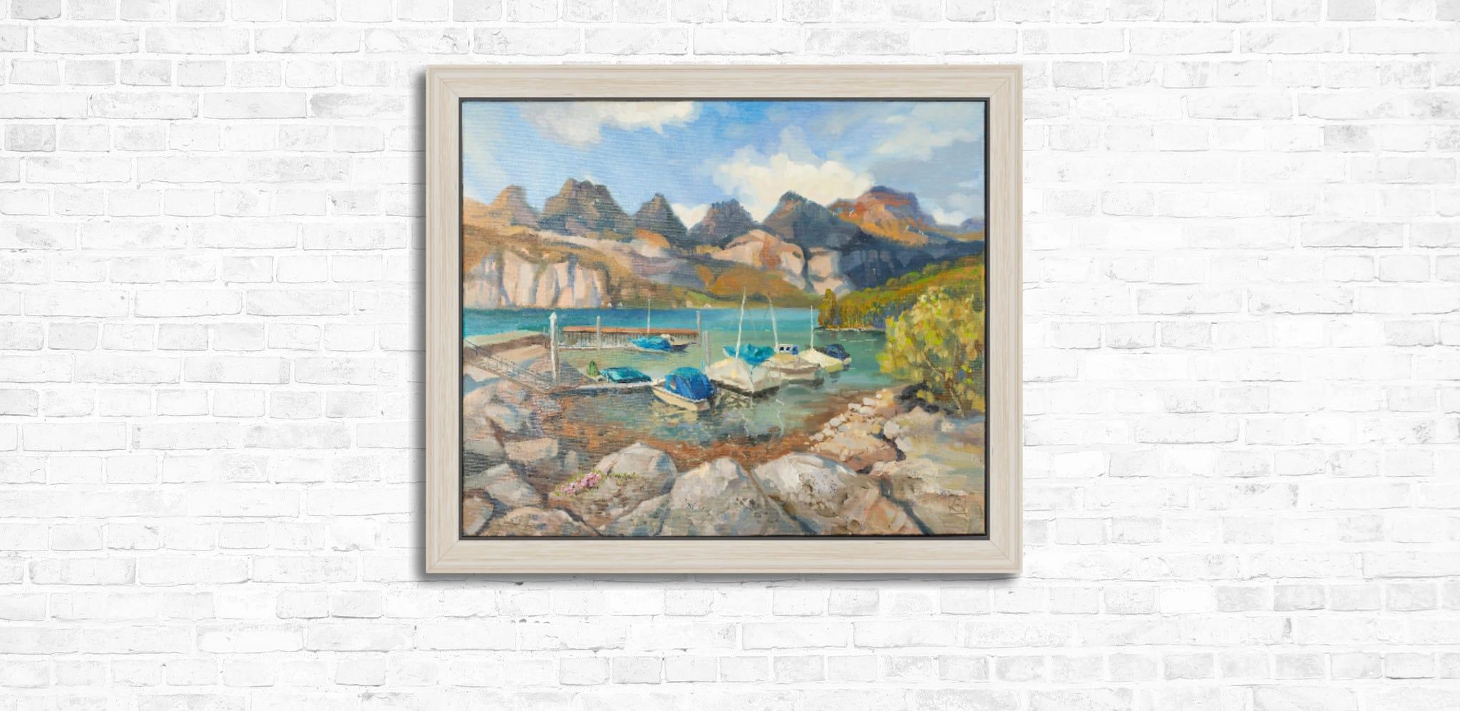 Accogliente porto sul lago Walensee. Svizzera, lago, yacht, orizzontale in vendita 1