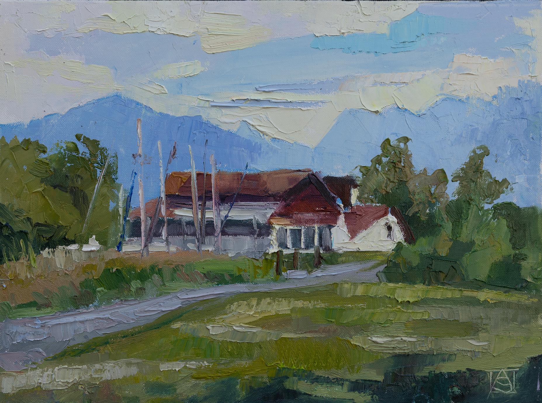 Anna Shesterikova Landscape Painting – Gemütlicher Pier
