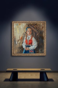 Descendant Of The Vikings. National Day of Norway. Impressionism, square, child