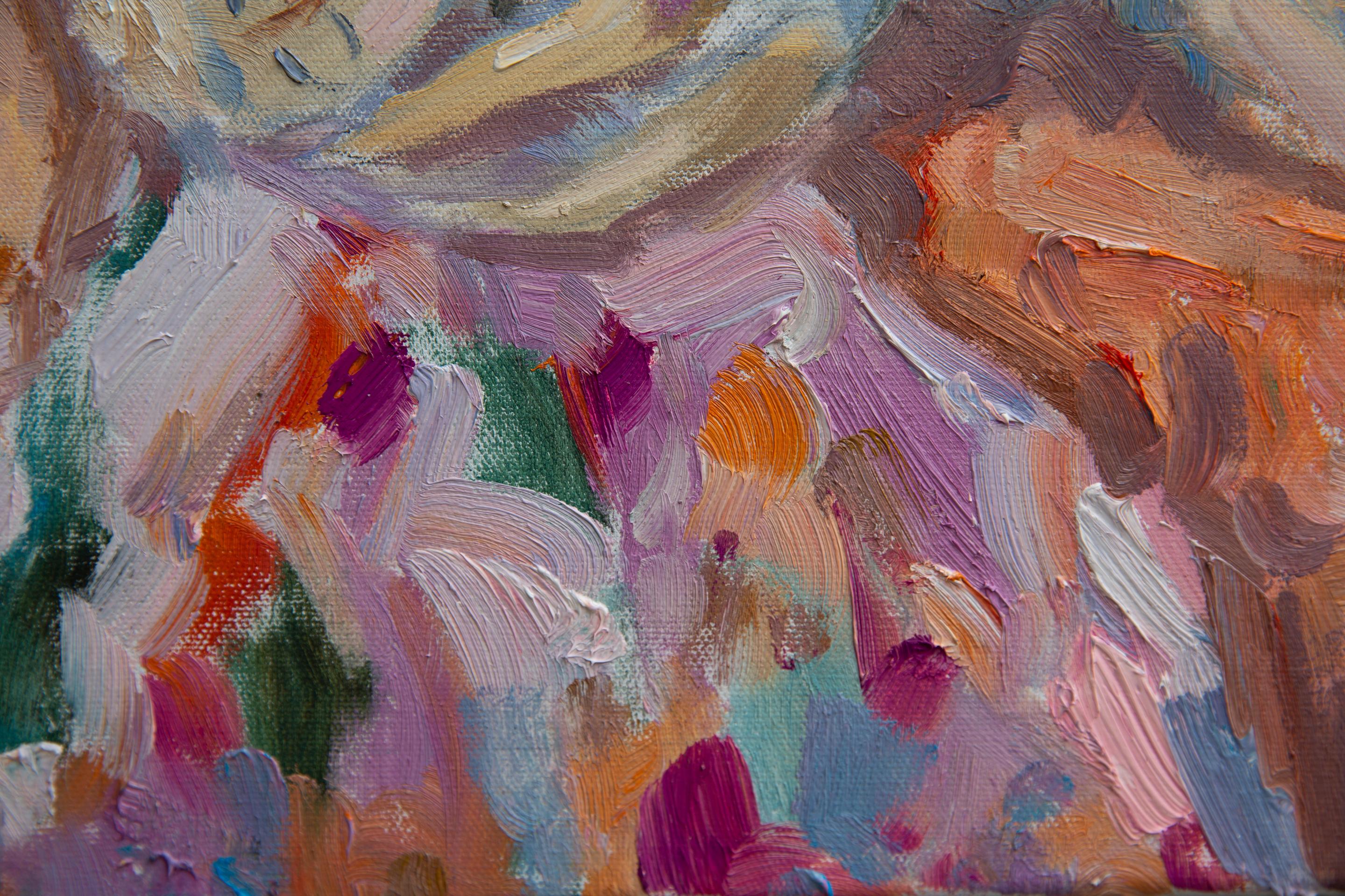 Poupée. Vertical, huile, lumineux, fleurs, fruits, été, nature morte en vente 5