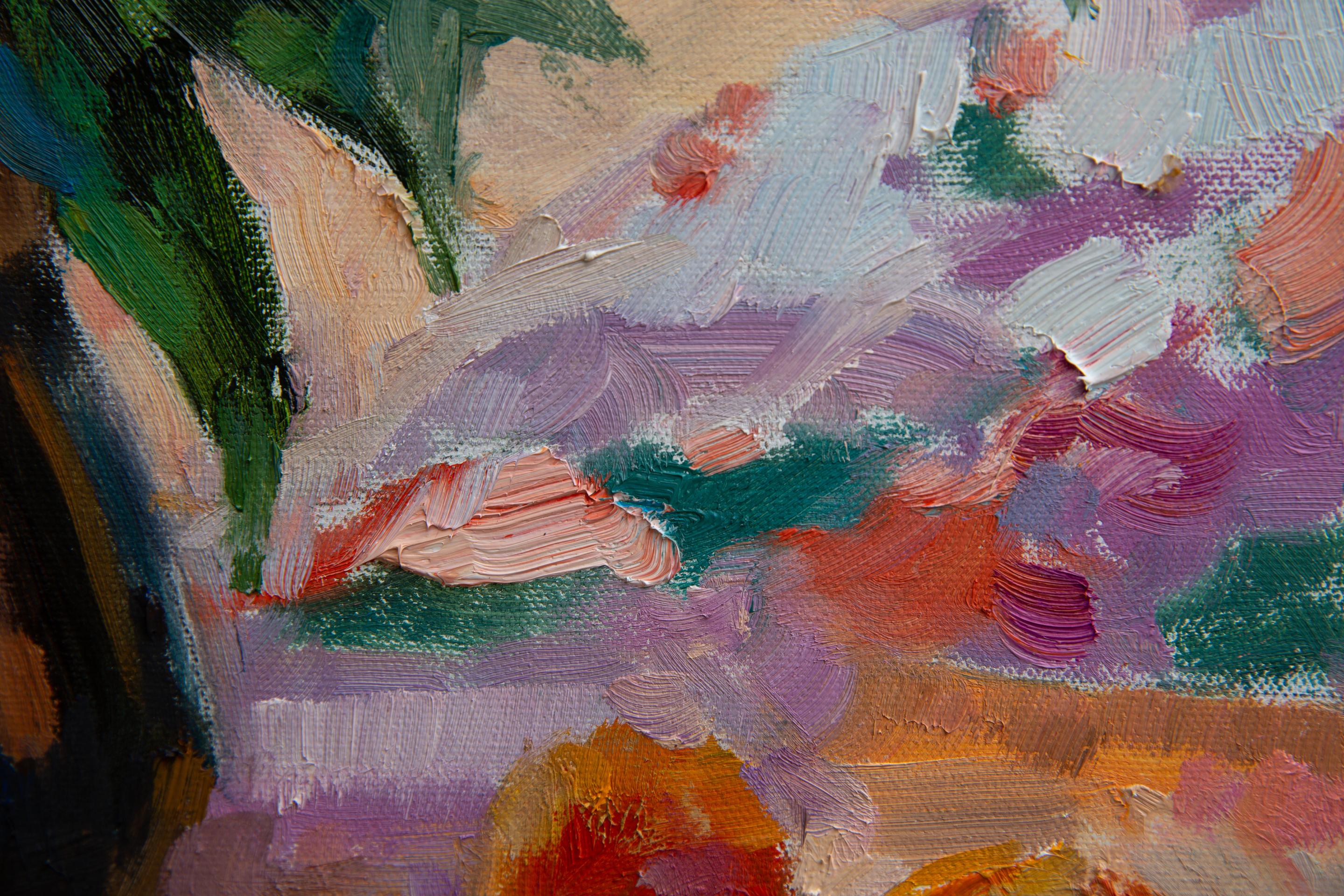 Doll. Vertical, oil, bright, flowers, fruits, summer, still life For Sale 8