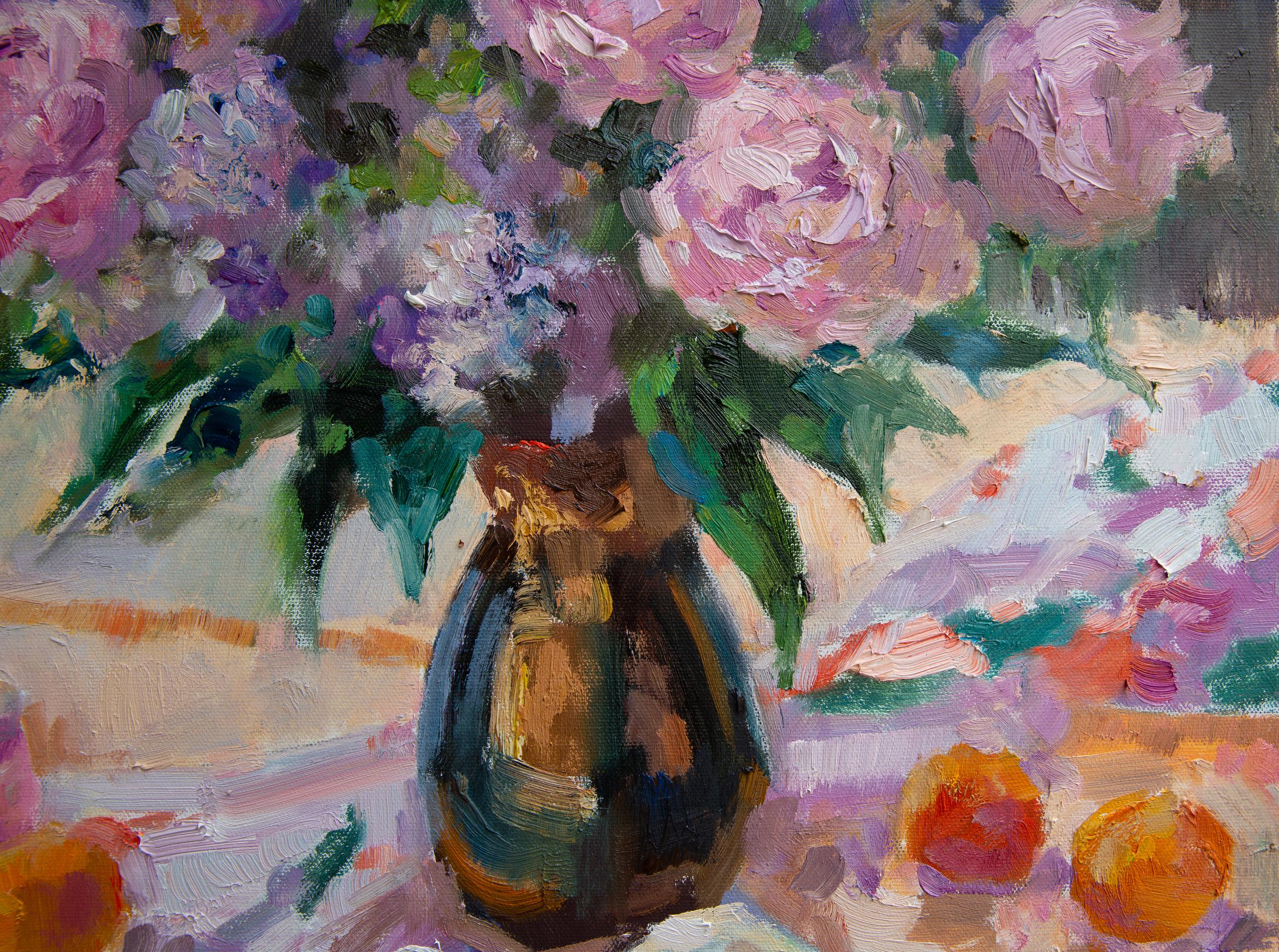 Doll. Vertical, oil, bright, flowers, fruits, summer, still life For Sale 1