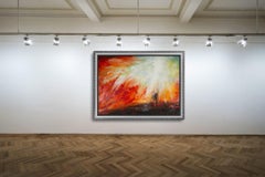 Dreams. Three Worlds. Large format, abstract expressionism, red, white, dark