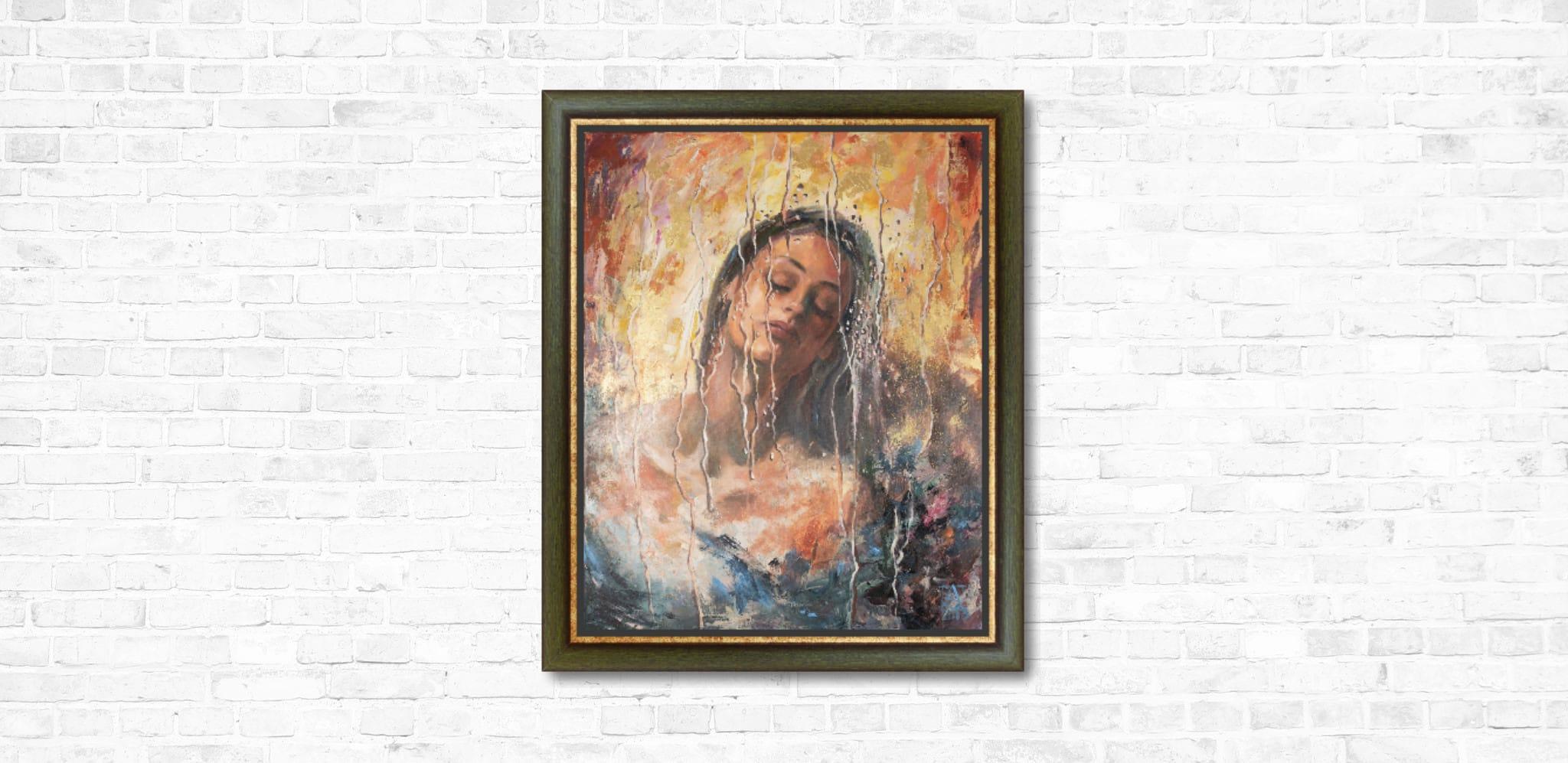Dreams. Through. Her - Brown Figurative Painting by Anna Shesterikova
