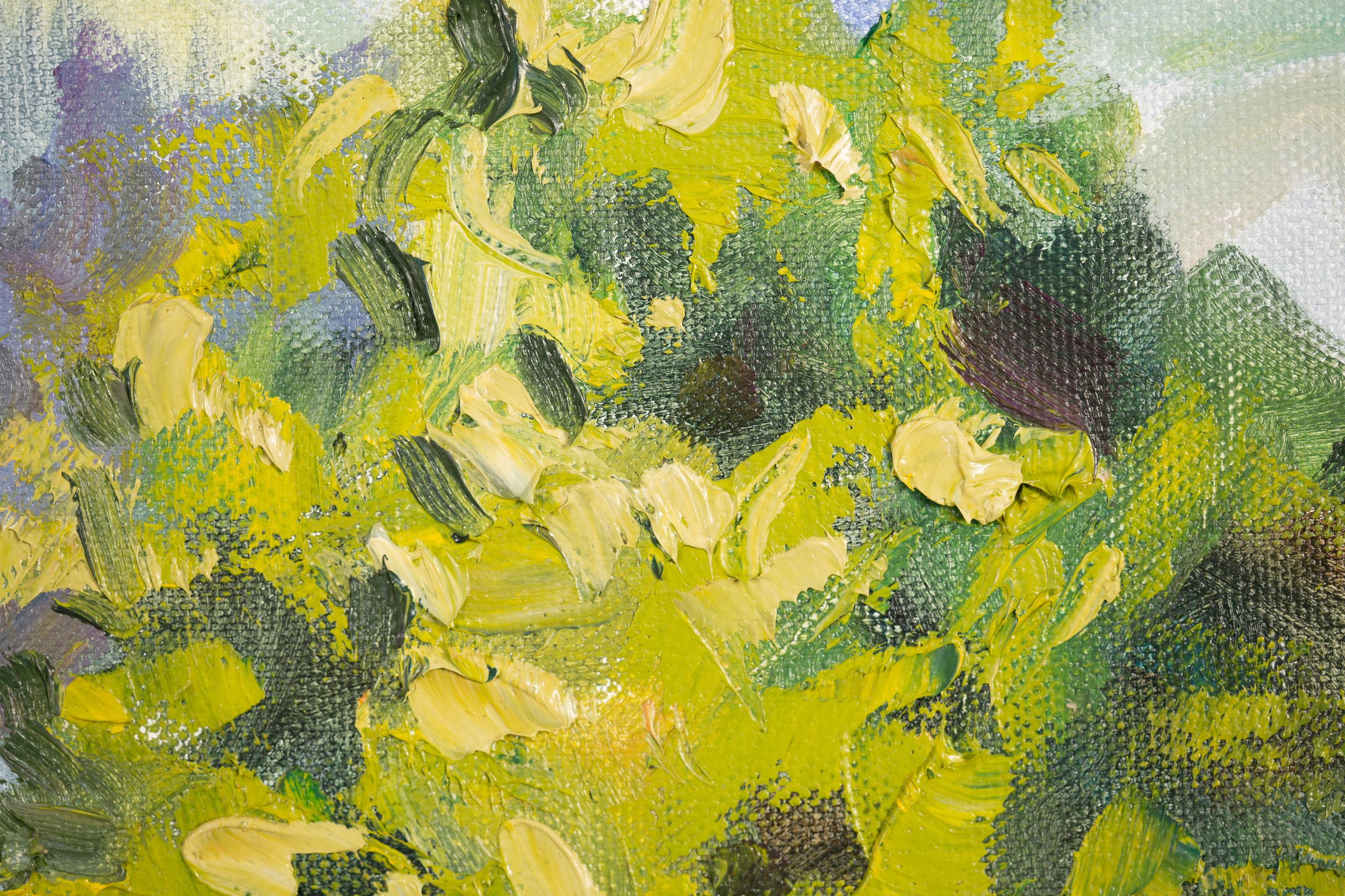 Early Autumn in the Alps. Impressionism, horizontal, mountains, forest, nature For Sale 2