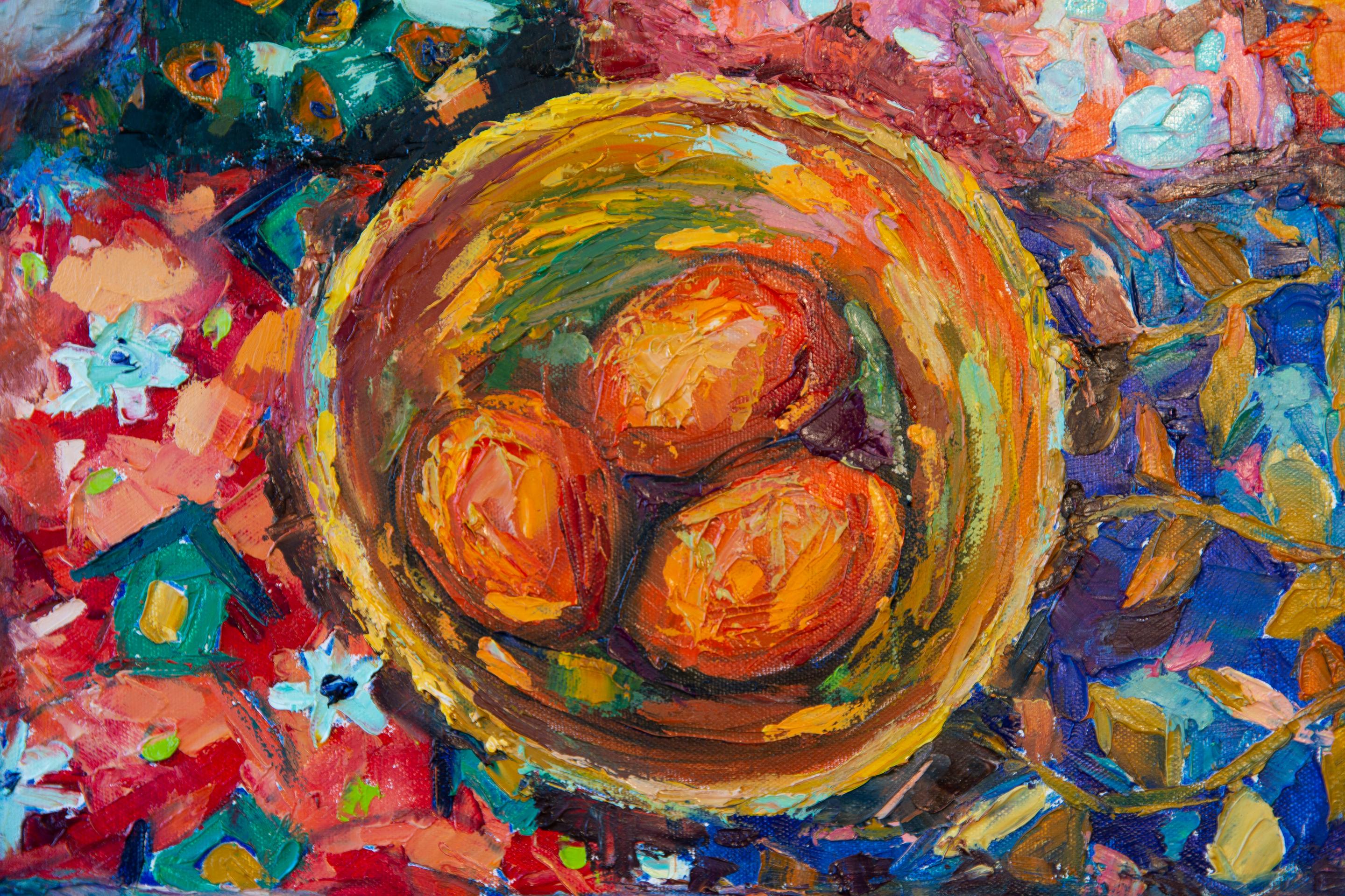 Mattina di Pasqua. Ritratto, bambino, figurativo, colore brillante, olio, pittura in vendita 8