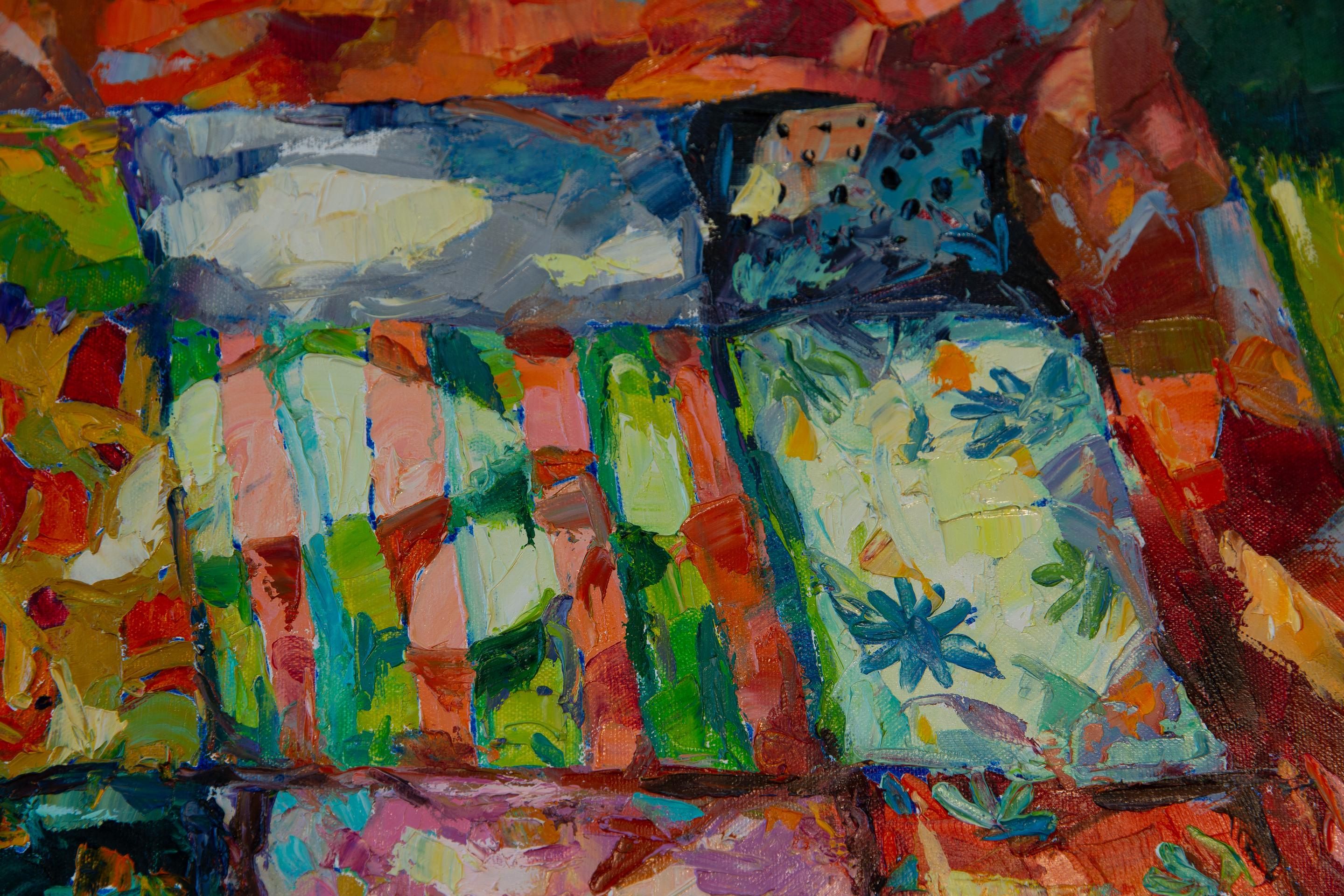 Mattina di Pasqua. Ritratto, bambino, figurativo, colore brillante, olio, pittura in vendita 9