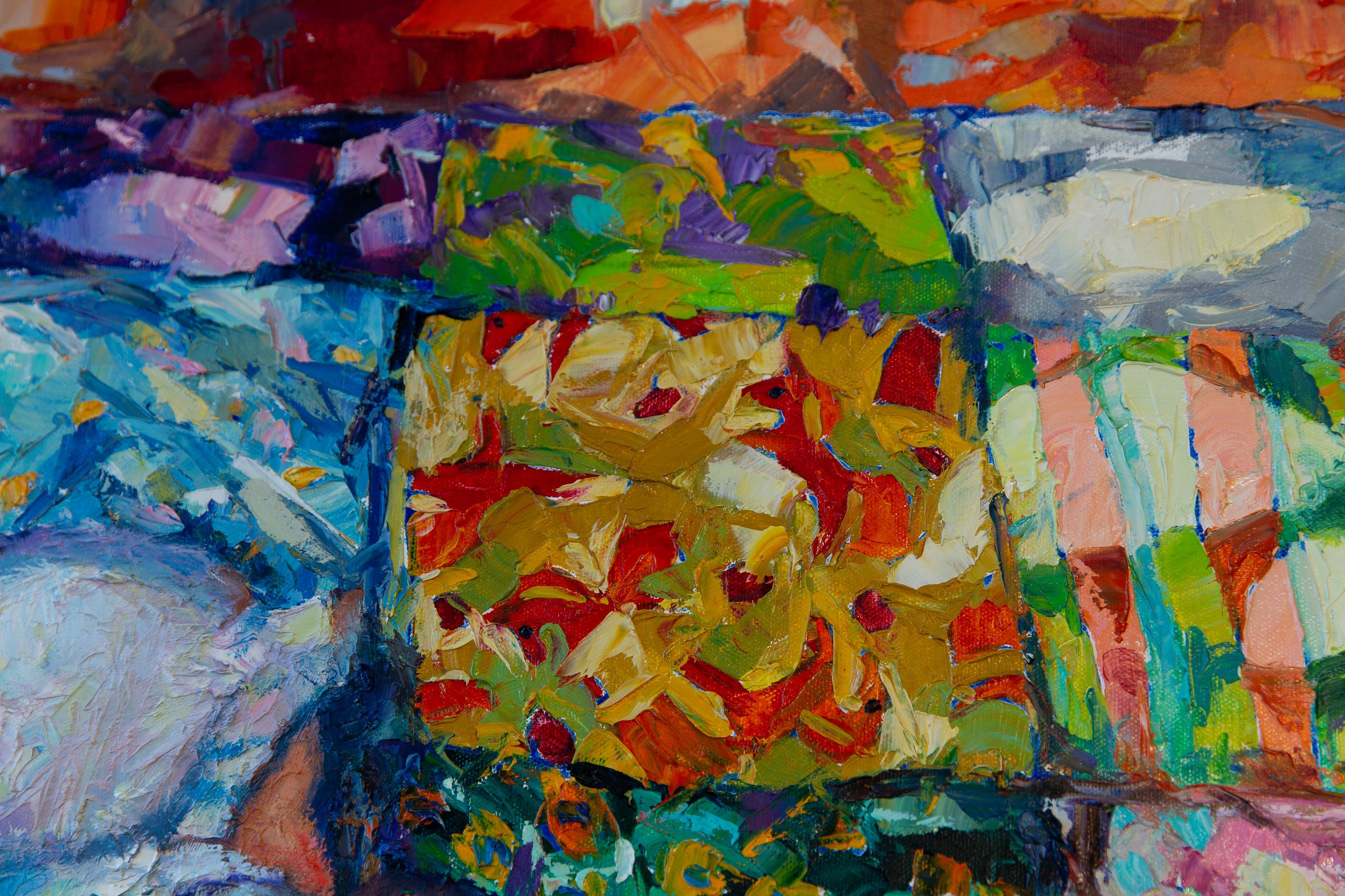 Mattina di Pasqua. Ritratto, bambino, figurativo, colore brillante, olio, pittura in vendita 10