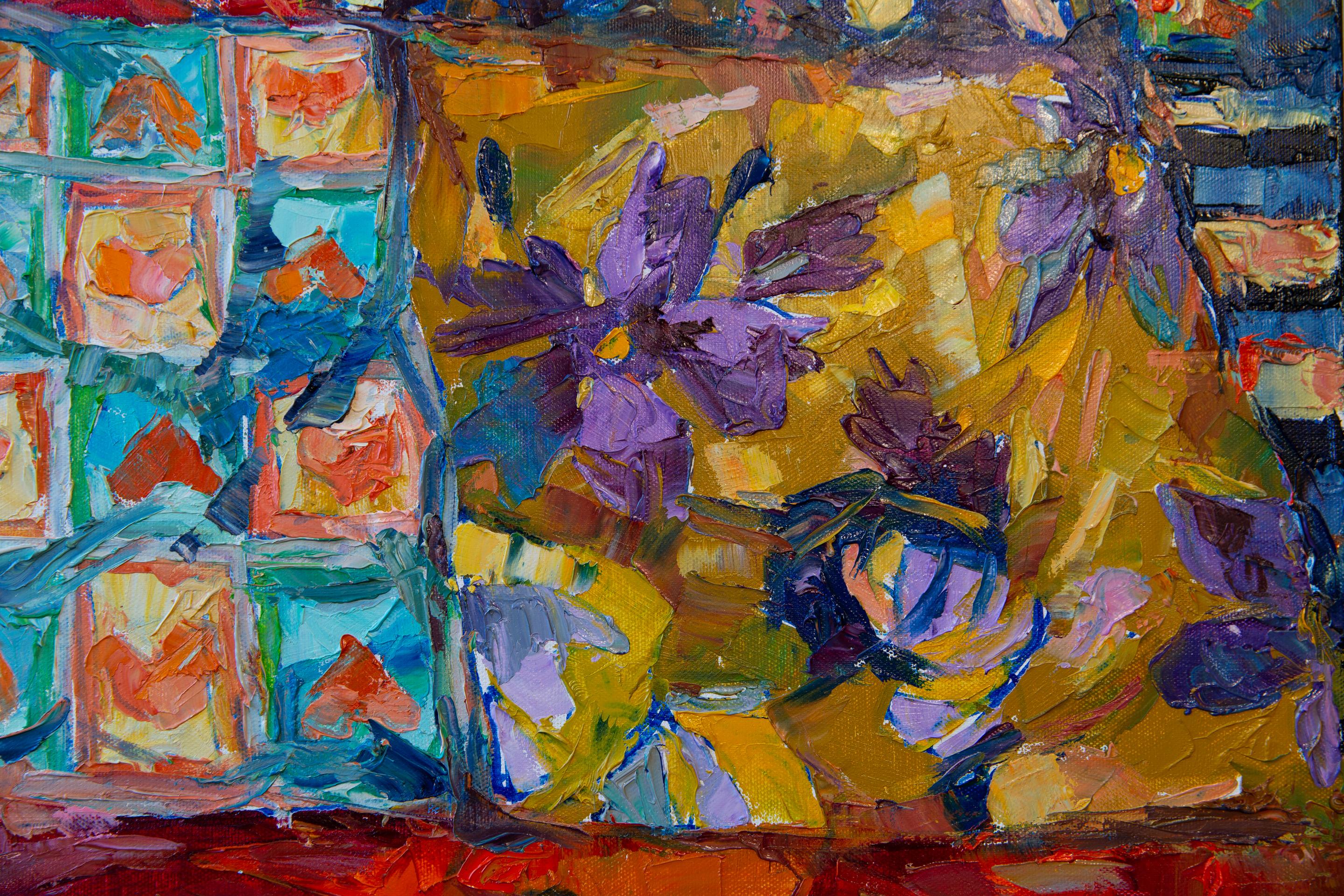 Mattina di Pasqua. Ritratto, bambino, figurativo, colore brillante, olio, pittura in vendita 3