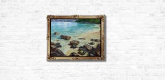 Ebbe. Signiertes Acryl-Landschaftsgemälde, postimpressionistisch, Seychellen