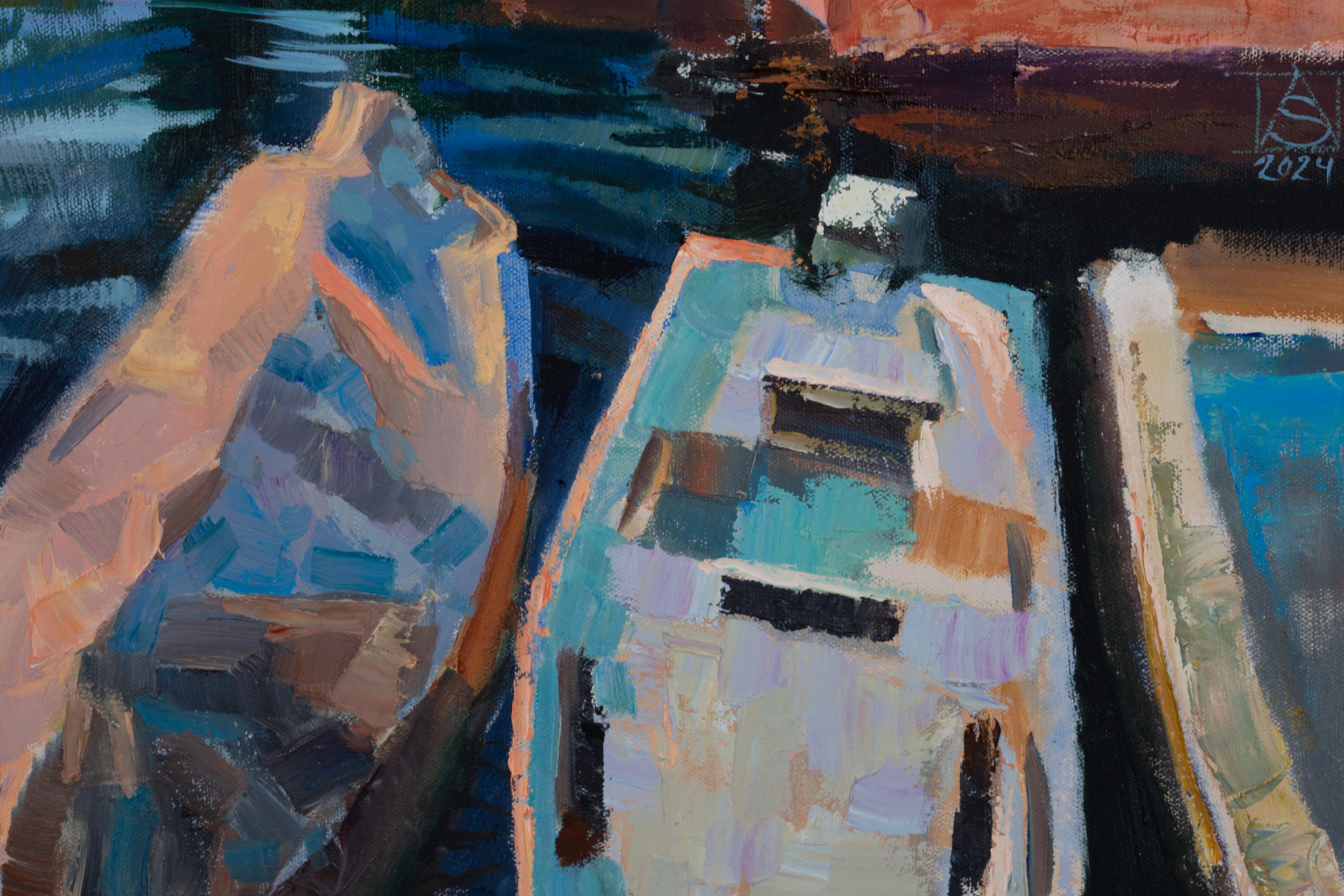 Evening in Porto. Lake Garda. Landscape, evening, horizontal, impressionism, oil 2