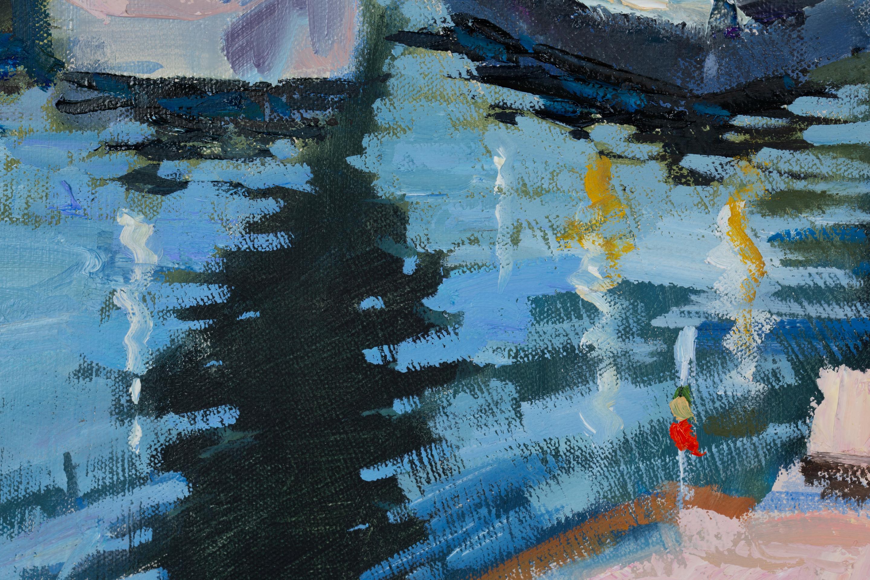 Evening in Porto. Lake Garda. Landscape, evening, horizontal, impressionism, oil 3