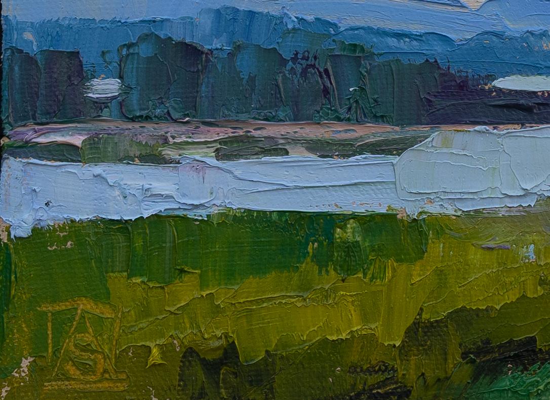 Humor vespertino - Landscape Painting Gris de Anna Shesterikova