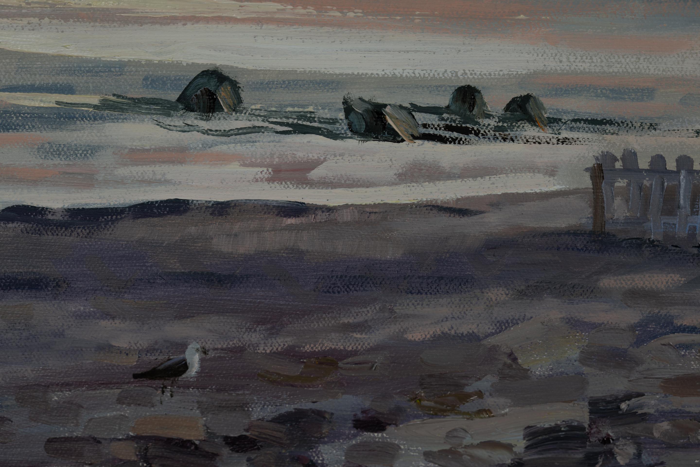 Evening Walk Ventimiglia. Sunset, seascape in oil, Italy, sea, mountains, beach For Sale 7