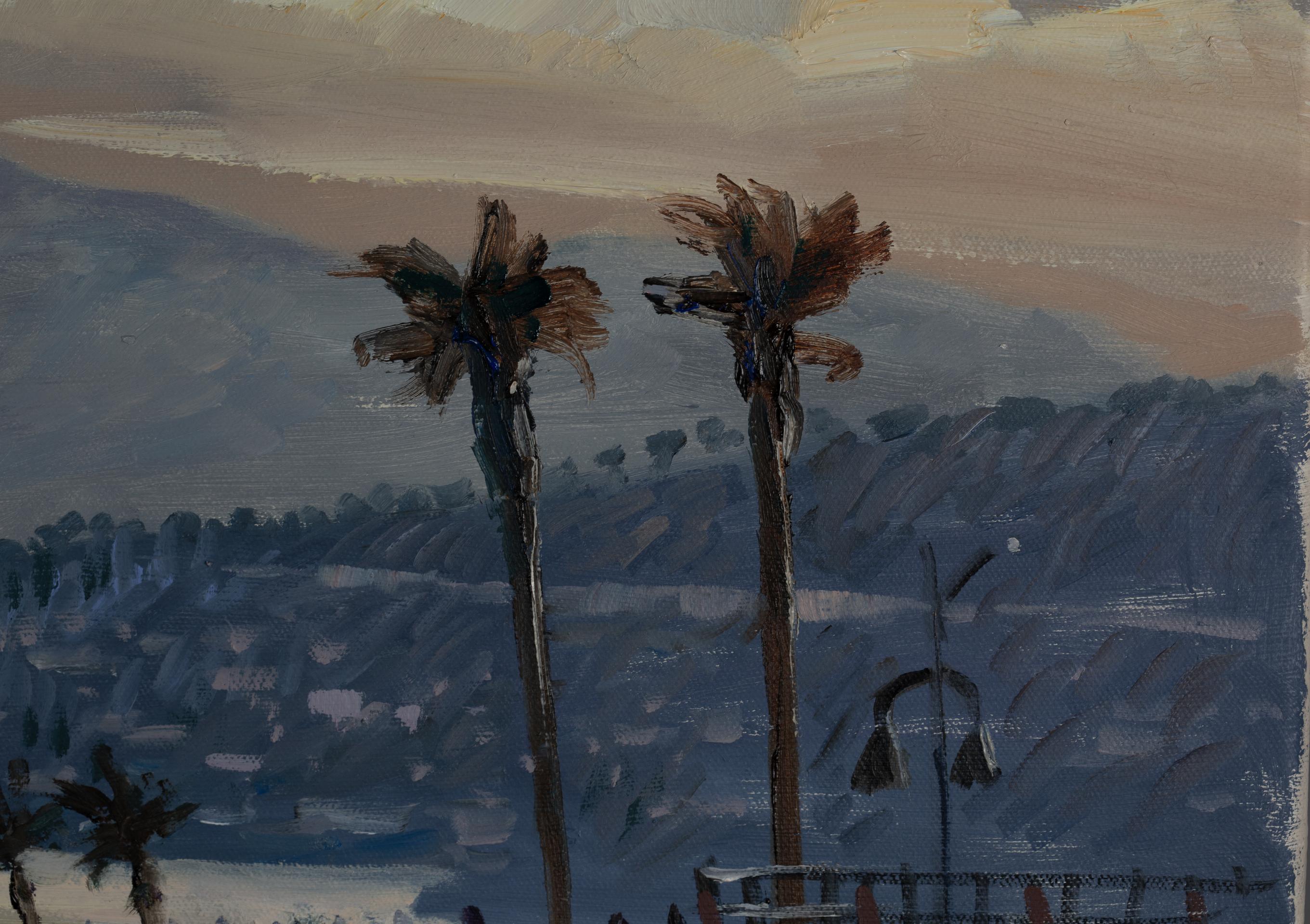 Evening Walk Ventimiglia. Sunset, seascape in oil, Italy, sea, mountains, beach For Sale 10