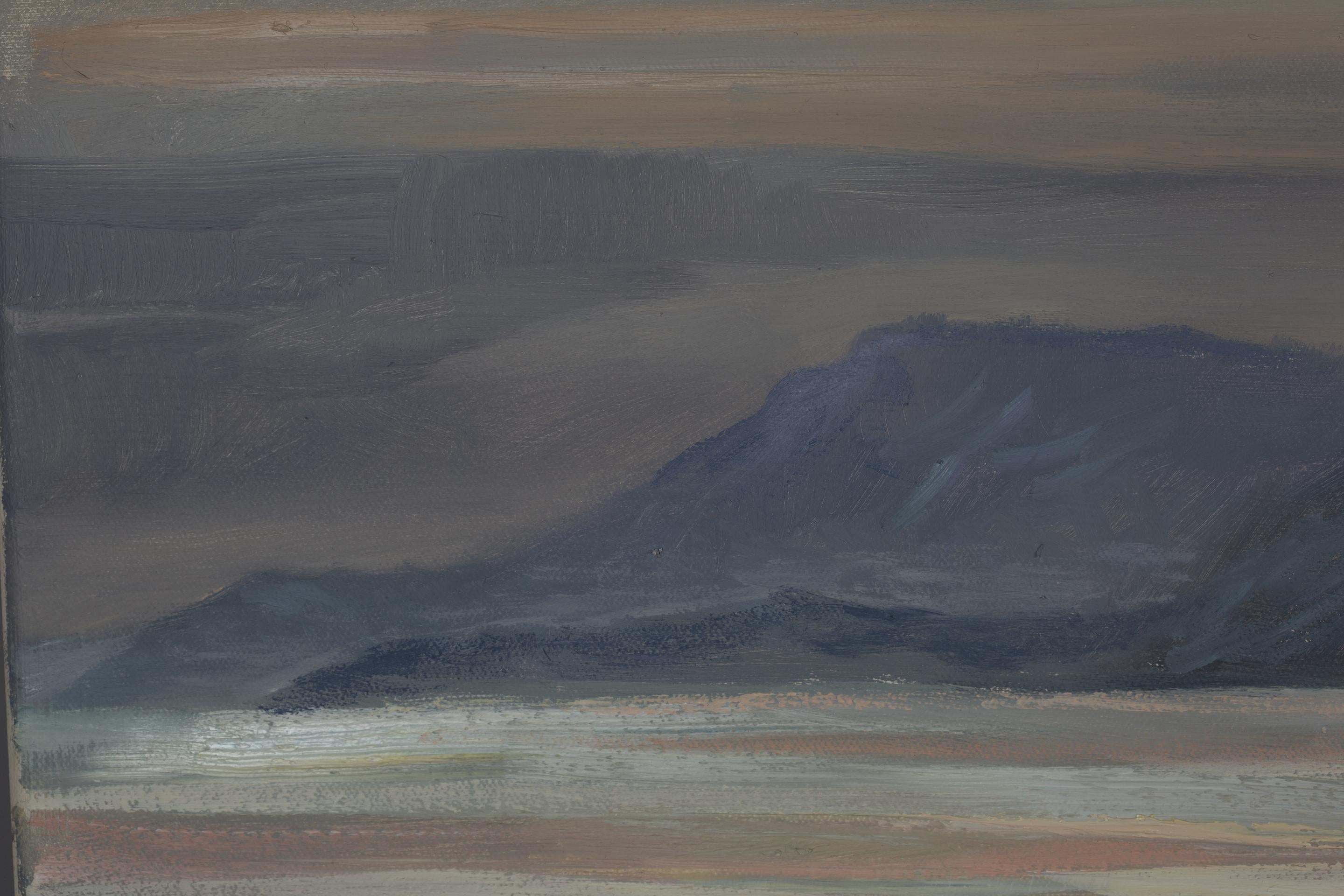 Evening Walk Ventimiglia. Sunset, seascape in oil, Italy, sea, mountains, beach For Sale 14