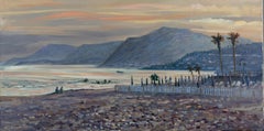 Evening Walk Ventimiglia. Seascape in oil, Italy, sea, mountains, evening, beach