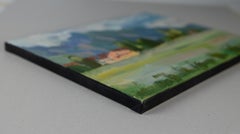 "Field. Werdenberg". Impressionist landscape, oil painting, small, horizontal