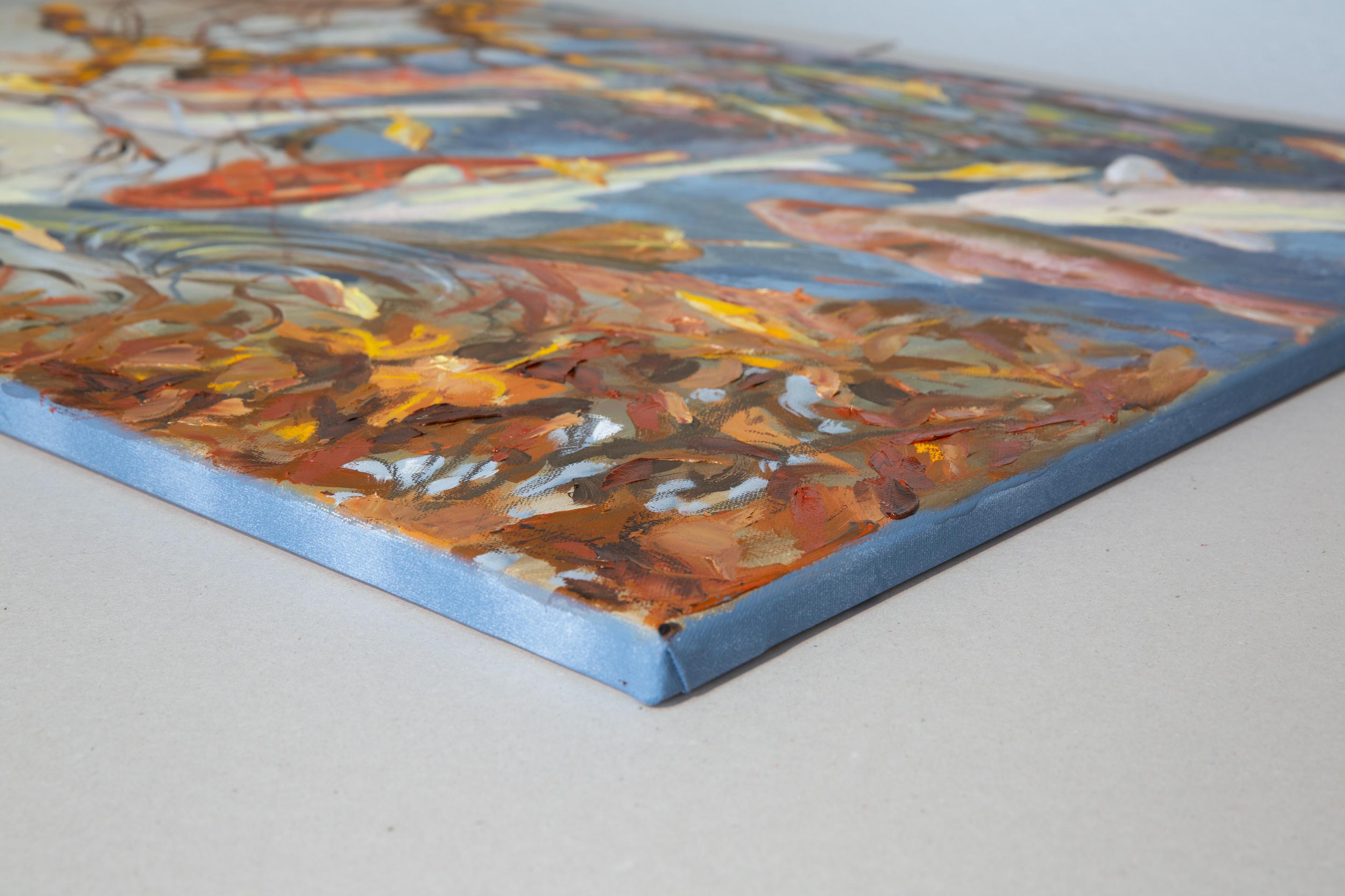 Peces en Chinagarten. Paisaje, lago, agua, horizontal - Painting de Anna Shesterikova