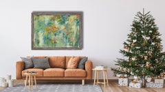 Pescado. Gran formato, azul, horizontal, semiabstracto, arte contemporáneo