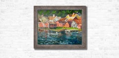Fishing Village in Norway. Landscape Paintings, oil, post-impressionism
