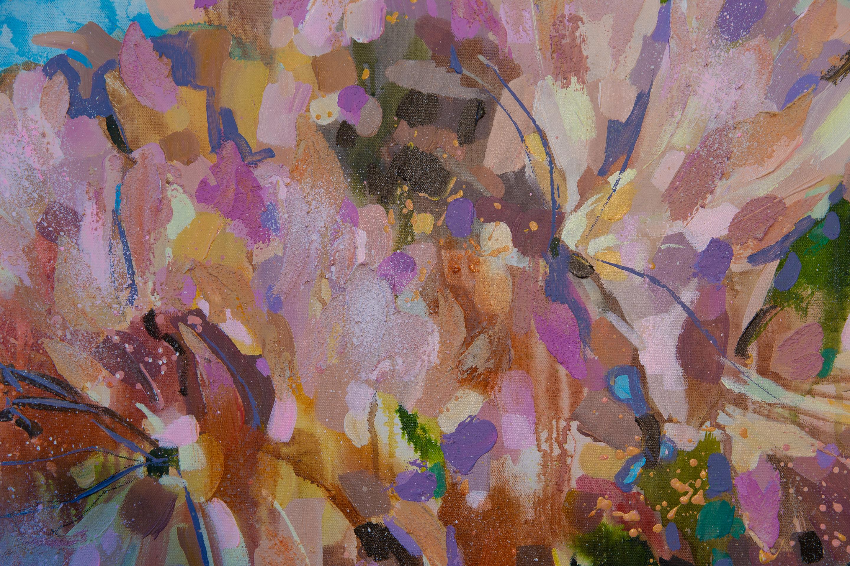 Blumenfantasie. Vertikal, Expressionismus, abstrakter Impressionismus, Blumen, Interi im Angebot 6