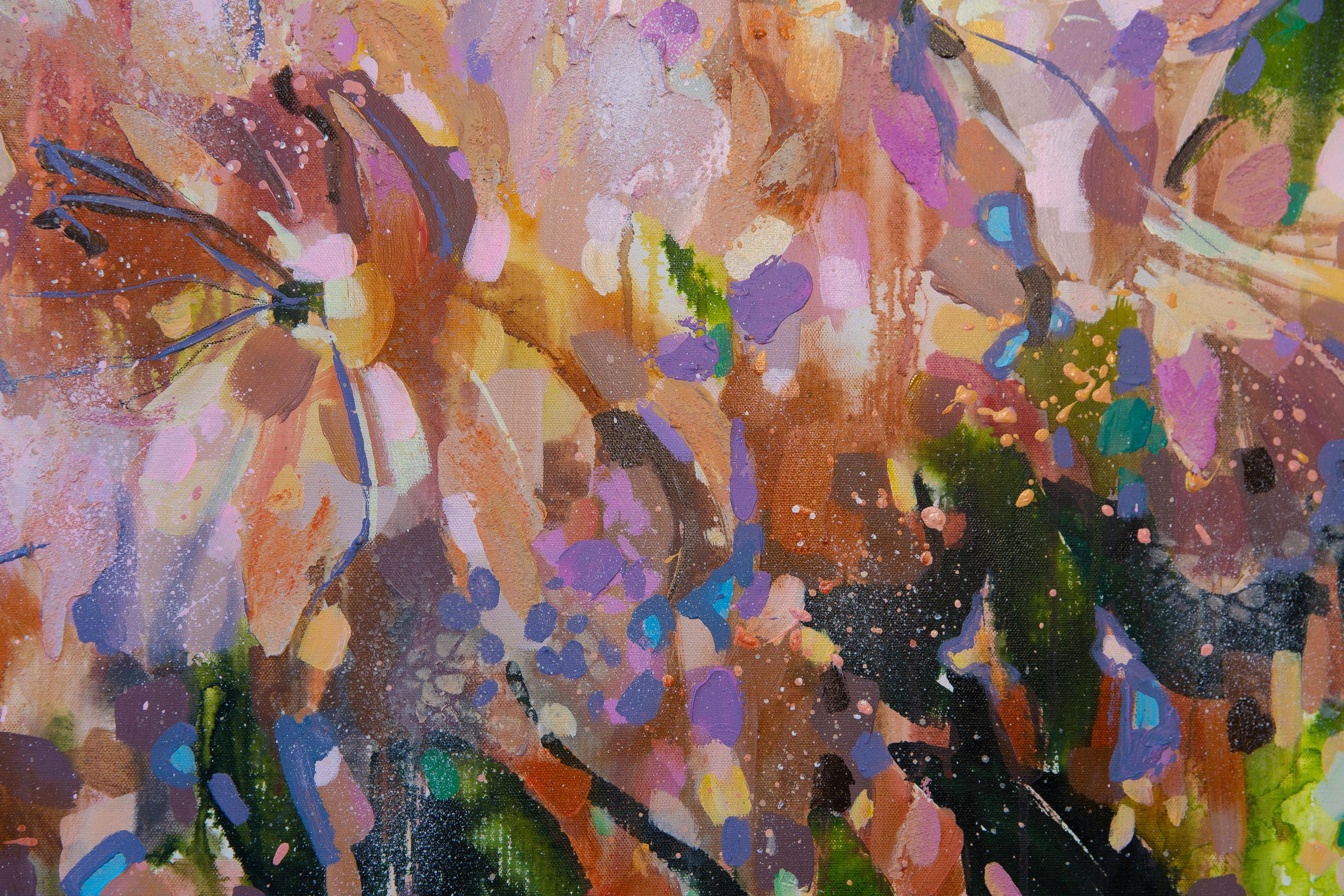 Blumenfantasie. Vertikal, Expressionismus, abstrakter Impressionismus, Blumen, Interi im Angebot 7
