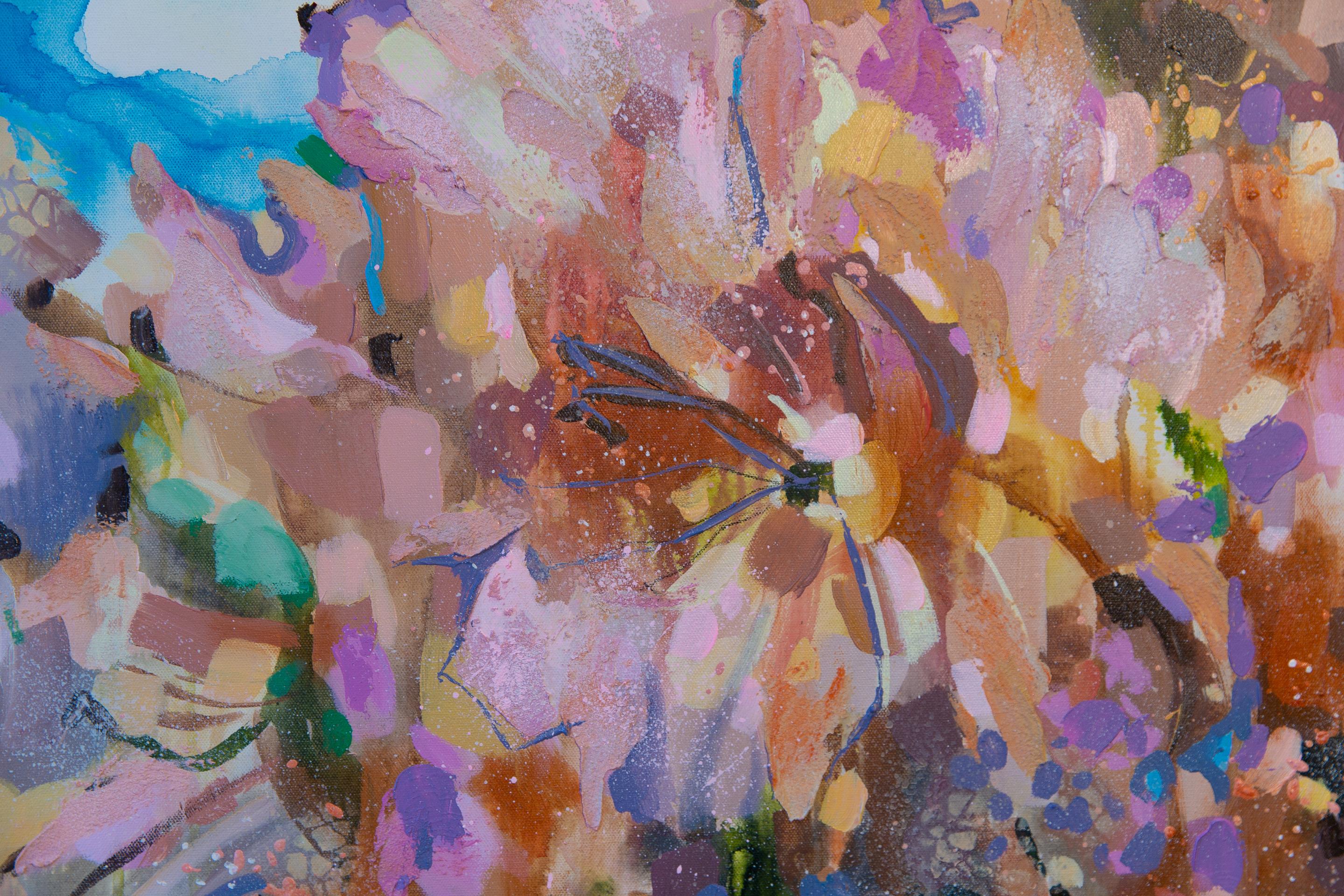 Blumenfantasie. Vertikal, Expressionismus, abstrakter Impressionismus, Blumen, Interi im Angebot 8